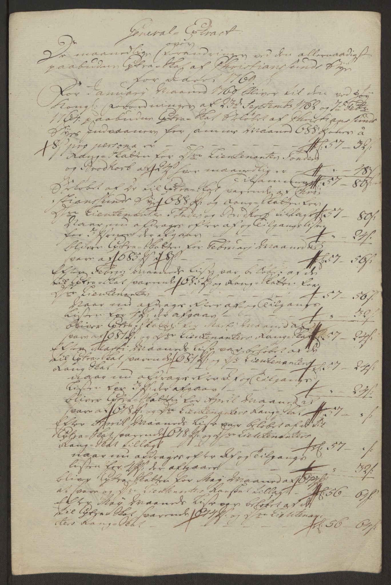 Rentekammeret inntil 1814, Reviderte regnskaper, Byregnskaper, RA/EA-4066/R/Rr/L0495/0004: [R1] Kontribusjonsregnskap / Ekstraskatt, 1762-1772, p. 219