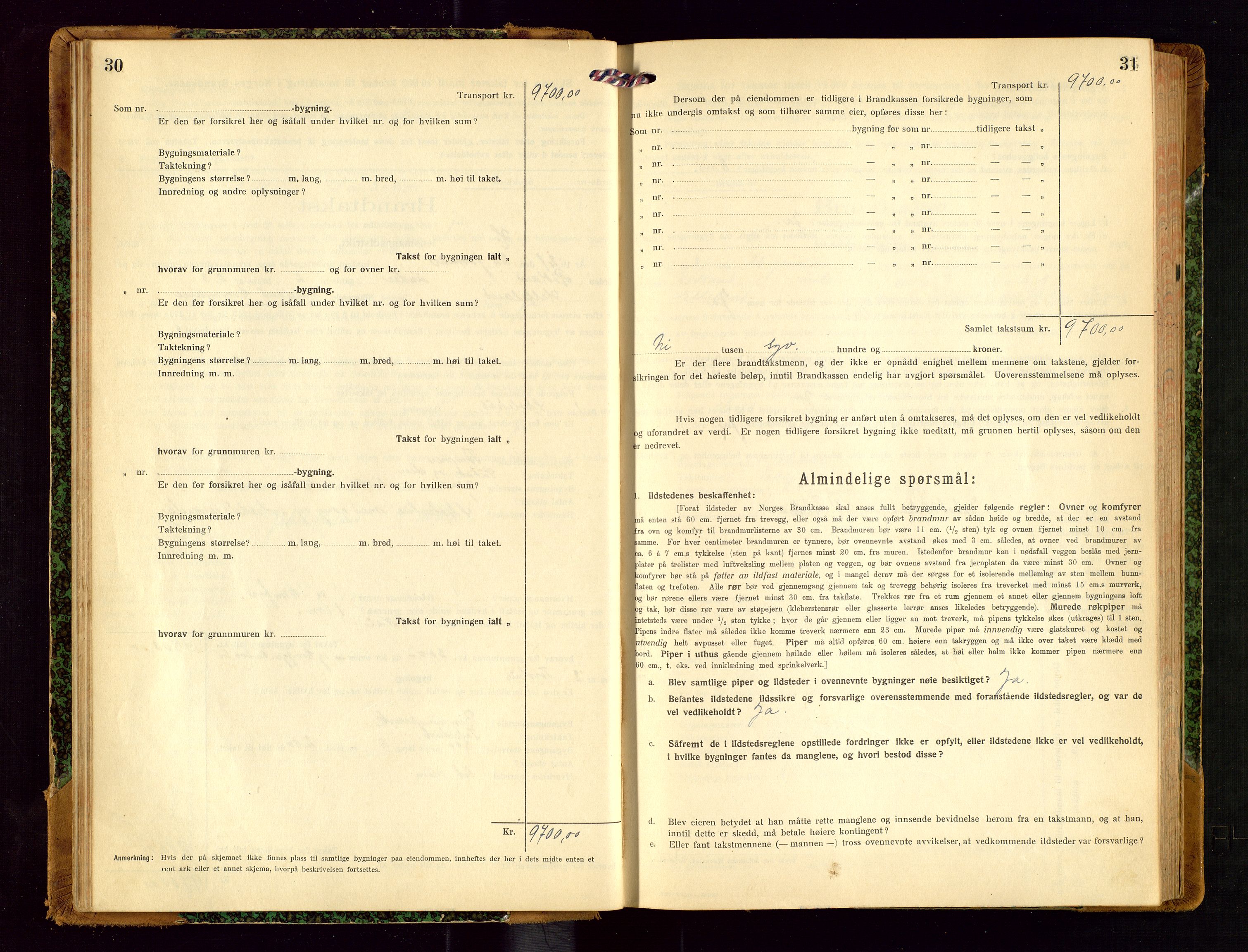 Helleland lensmannskontor, AV/SAST-A-100209/Gob/L0002: "Brandtakstprotokoll", 1921-1930, p. 30-31