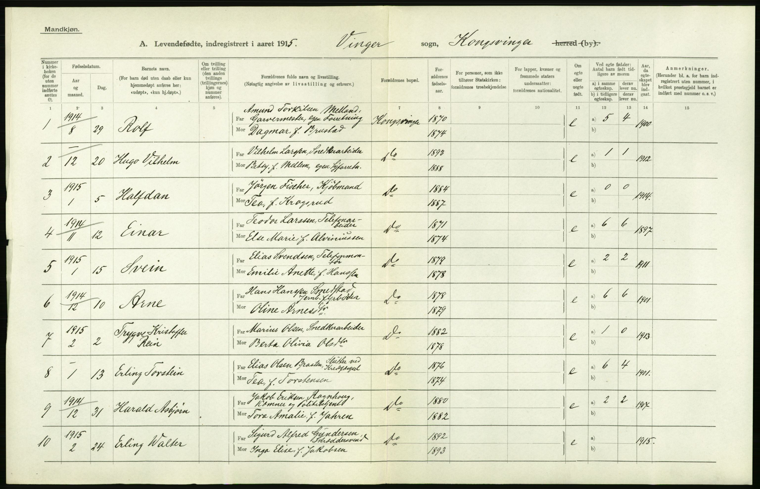 Statistisk sentralbyrå, Sosiodemografiske emner, Befolkning, AV/RA-S-2228/D/Df/Dfb/Dfbe/L0011: Hedemarkens amt: Levendefødte menn og kvinner. Bygder og byer., 1915, p. 806