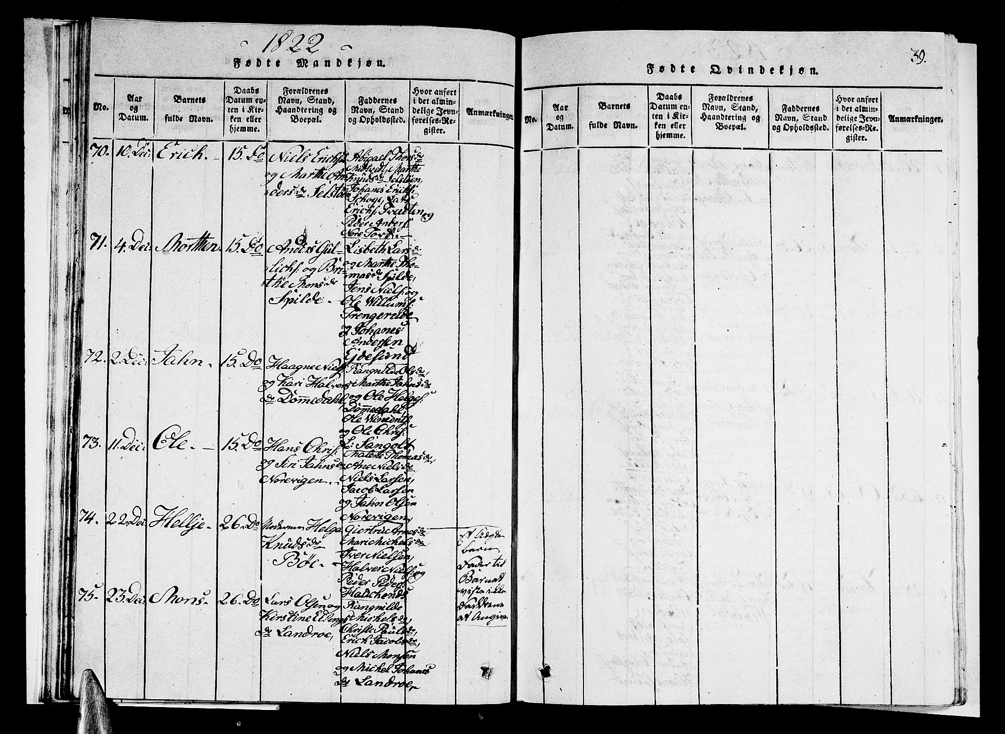 Sund sokneprestembete, AV/SAB-A-99930: Parish register (copy) no. A 1, 1816-1827, p. 39