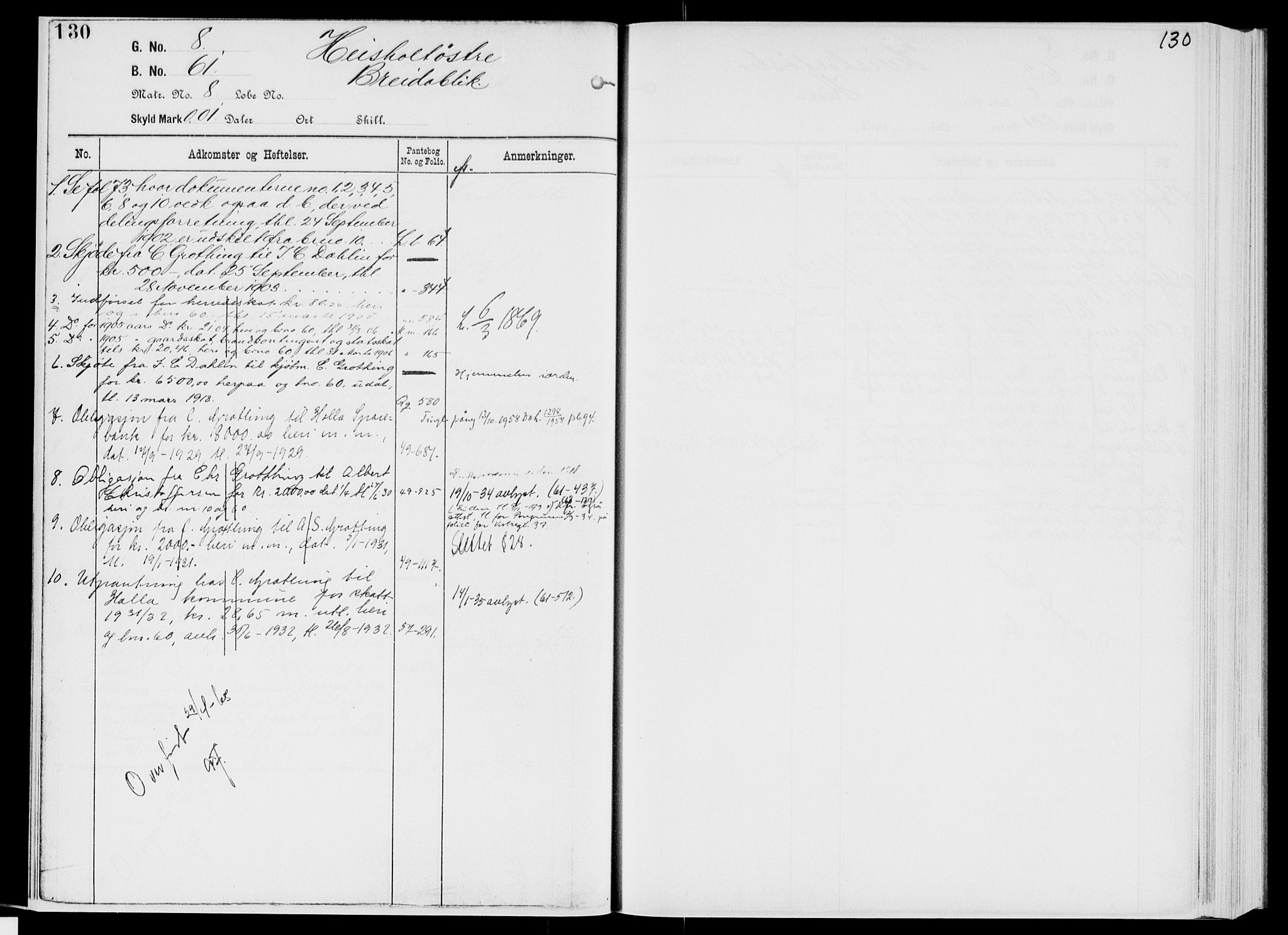 Nedre Telemark sorenskriveri, AV/SAKO-A-135/G/Gb/Gbg/L0001: Mortgage register no. VII 1, p. 130