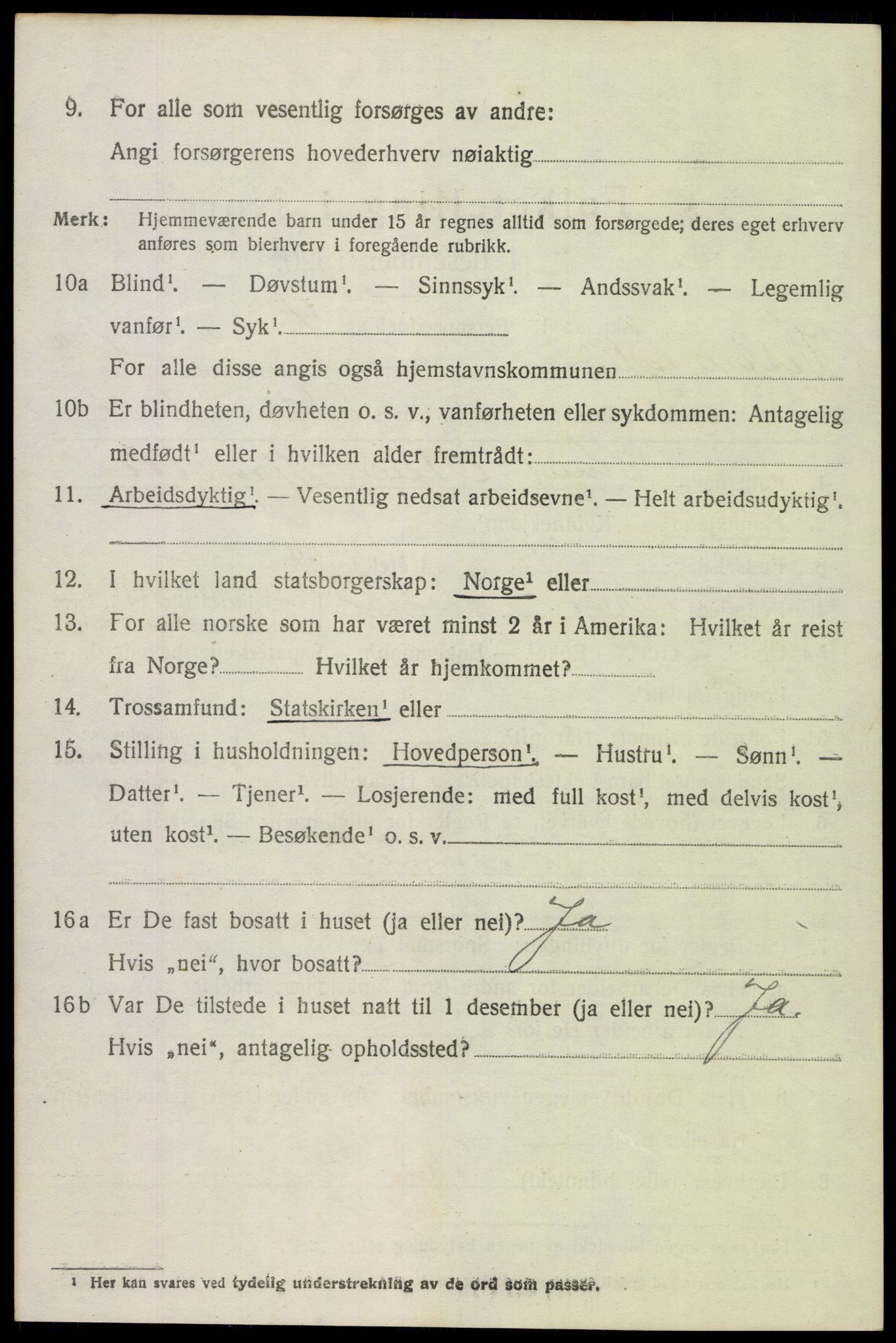 SAH, 1920 census for Vestre Slidre, 1920, p. 5611