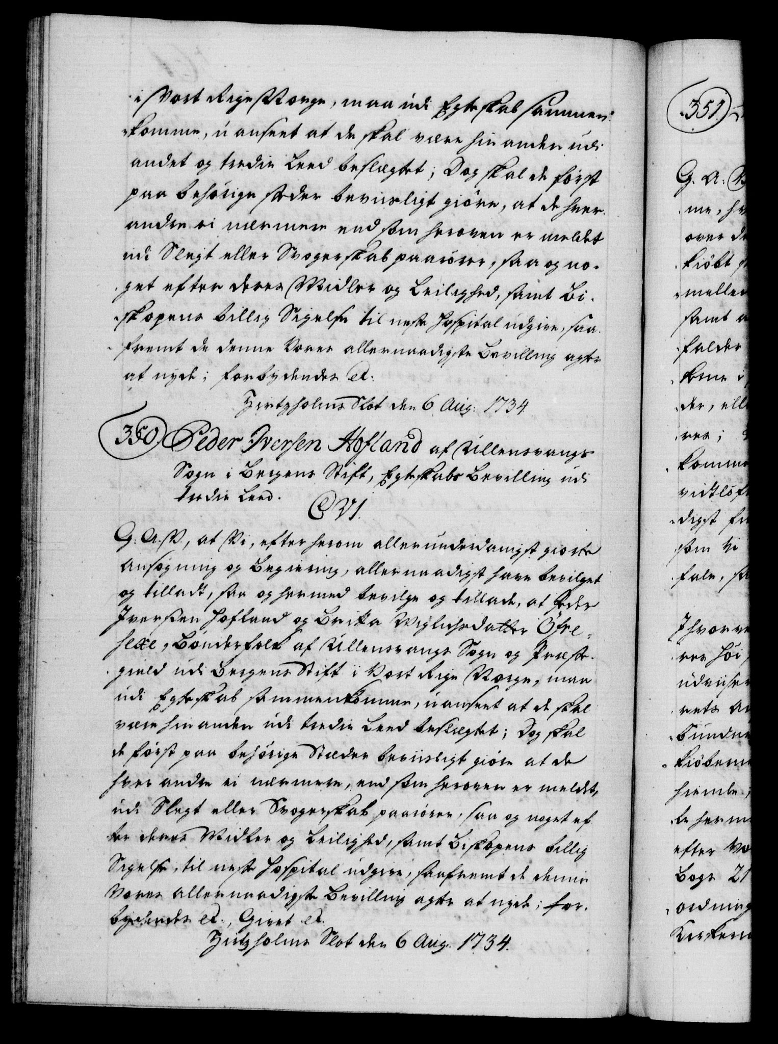 Danske Kanselli 1572-1799, AV/RA-EA-3023/F/Fc/Fca/Fcaa/L0028: Norske registre, 1733-1734, p. 561b