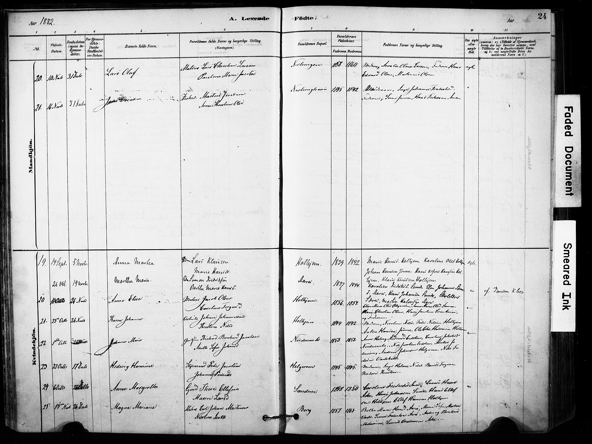 Brunlanes kirkebøker, SAKO/A-342/F/Fb/L0001: Parish register (official) no. II 1, 1878-1899, p. 24