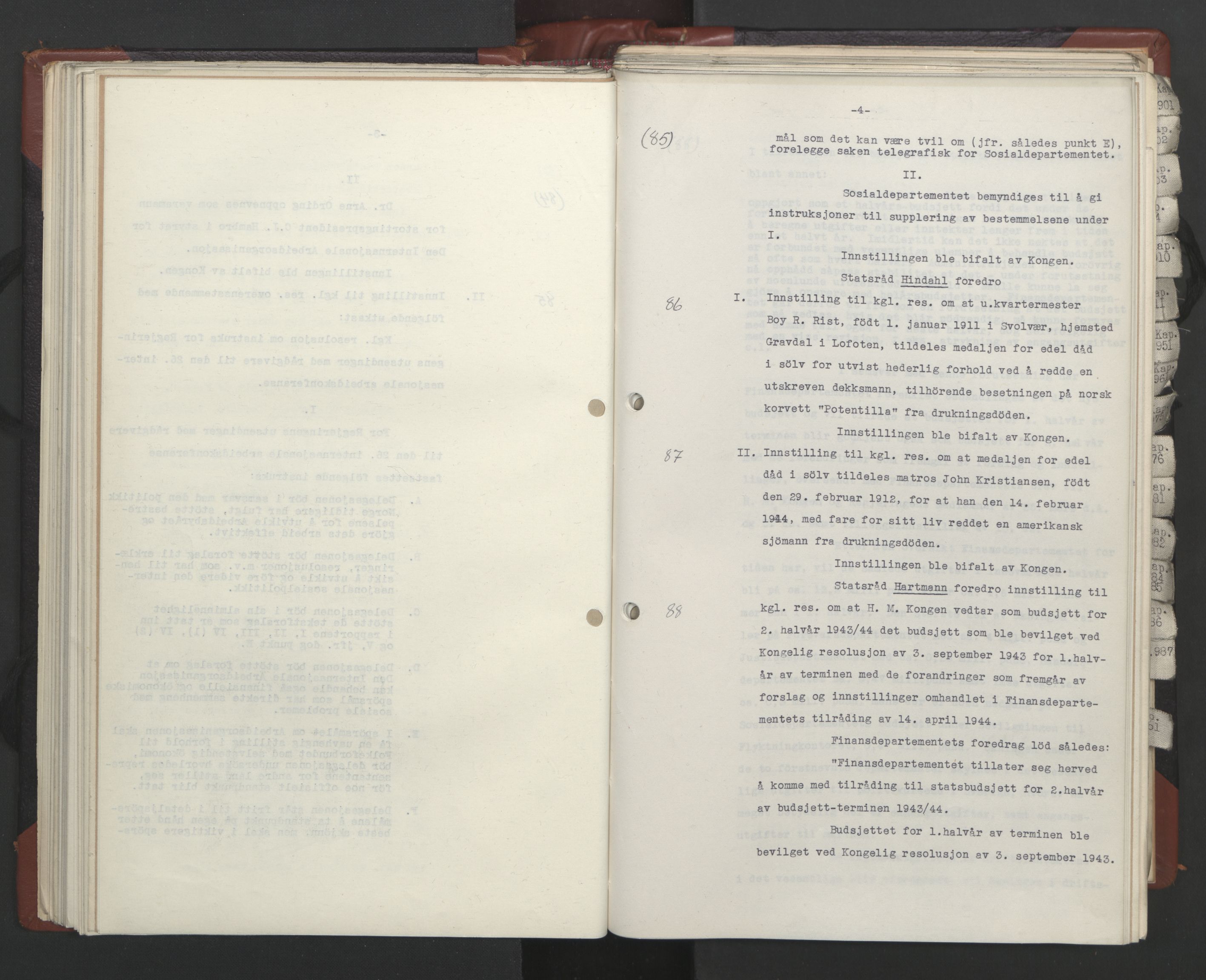 Statsrådssekretariatet, AV/RA-S-1001/A/Ac/L0124: Kgl. res. 14/1-30/6, 1944, p. 96