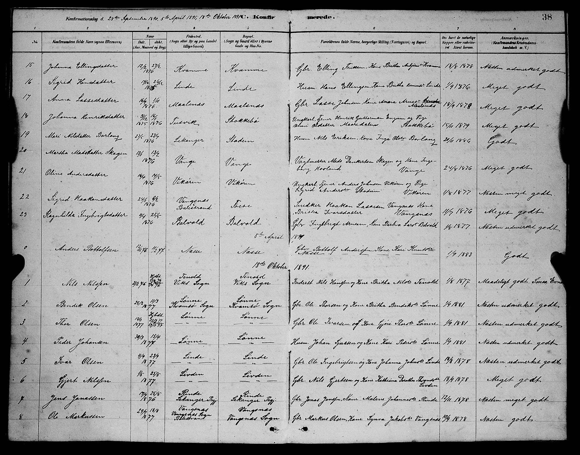 Balestrand sokneprestembete, AV/SAB-A-79601/H/Hab/Habc/L0002: Parish register (copy) no. C 2, 1878-1895, p. 38