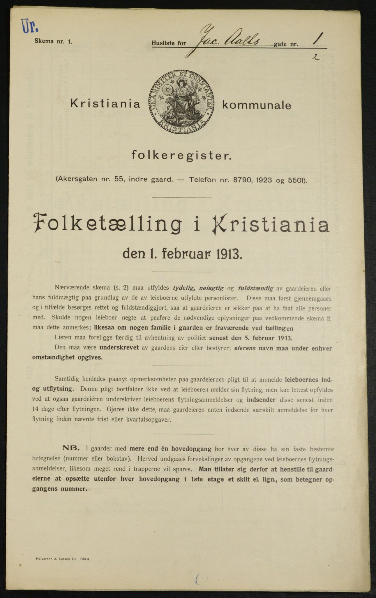 OBA, Municipal Census 1913 for Kristiania, 1913, p. 44503