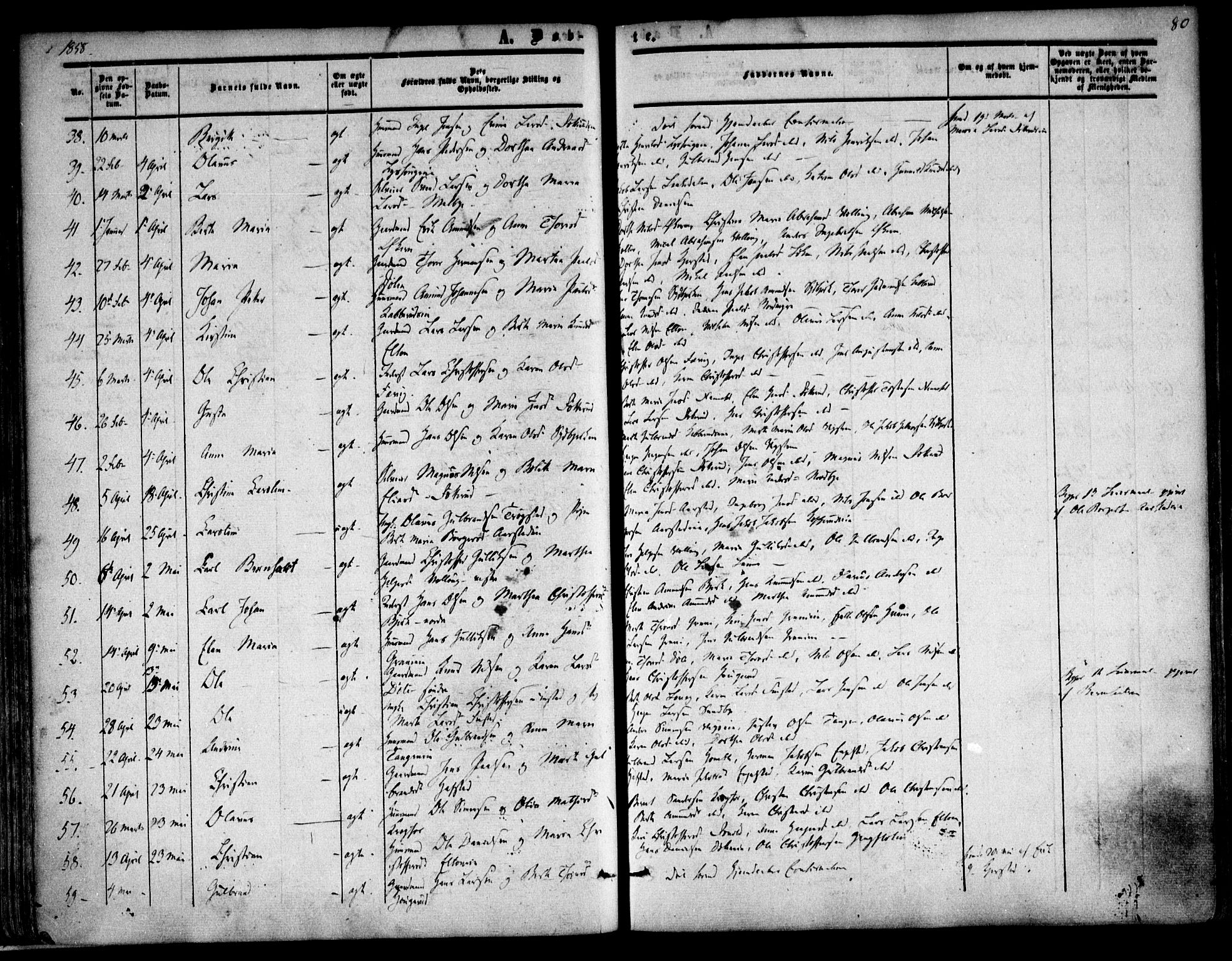Nannestad prestekontor Kirkebøker, SAO/A-10414a/F/Fa/L0011: Parish register (official) no. I 11, 1850-1859, p. 80