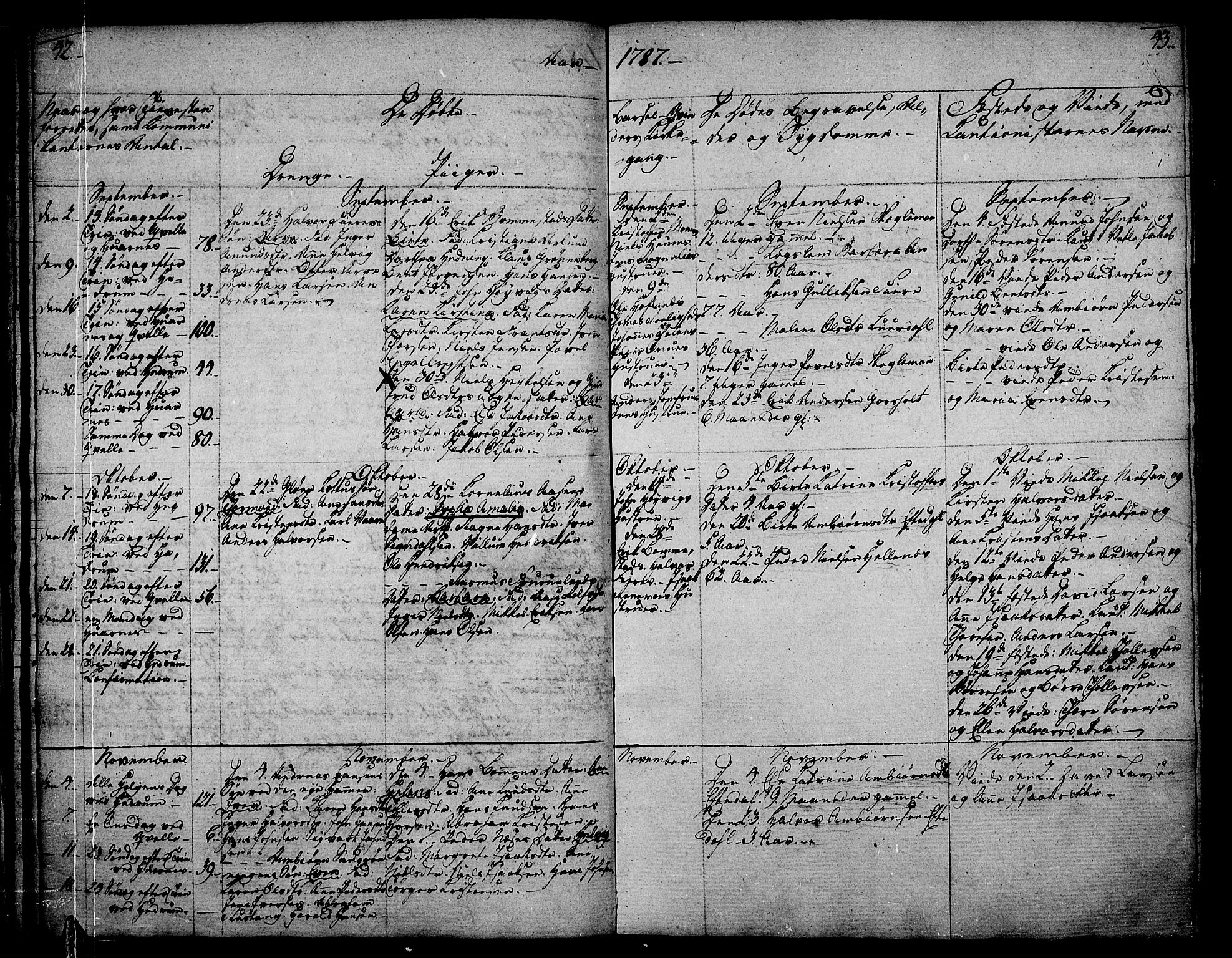 Hedrum kirkebøker, AV/SAKO-A-344/F/Fa/L0002: Parish register (official) no. I 2, 1785-1807, p. 42-43