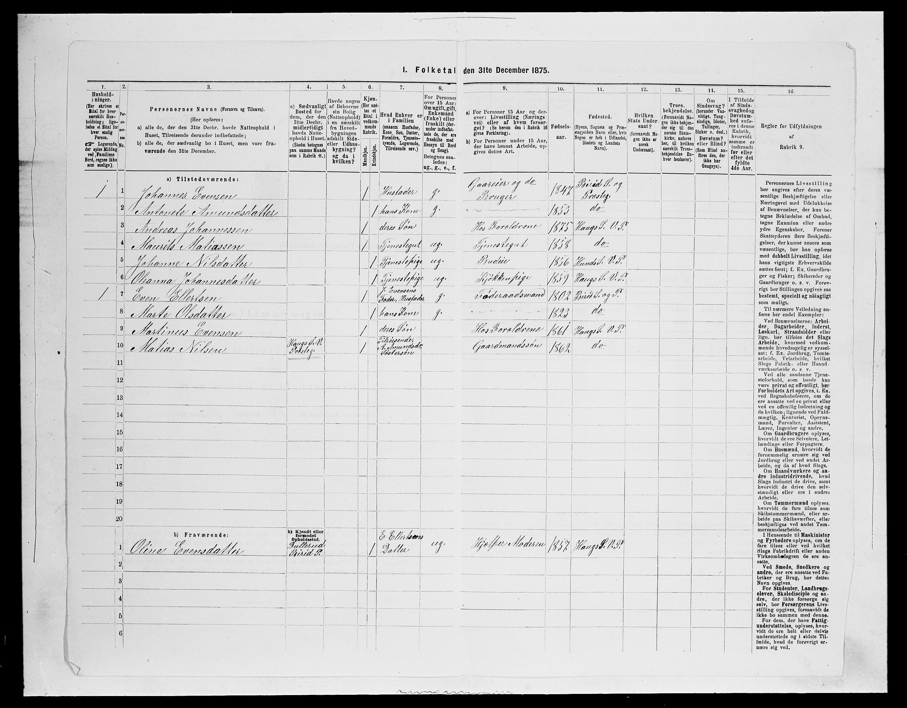 SAH, 1875 census for 0527L Vardal/Vardal og Hunn, 1875, p. 164