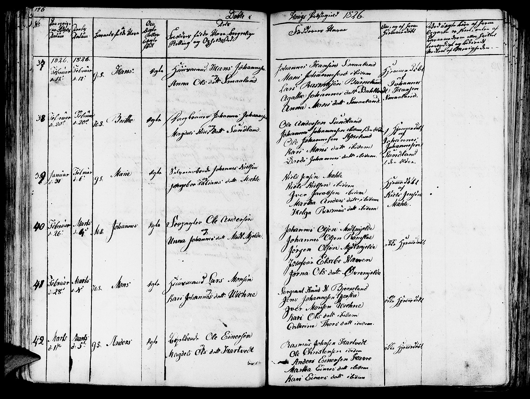 Haus sokneprestembete, AV/SAB-A-75601/H/Haa: Parish register (official) no. A 13, 1821-1827, p. 126