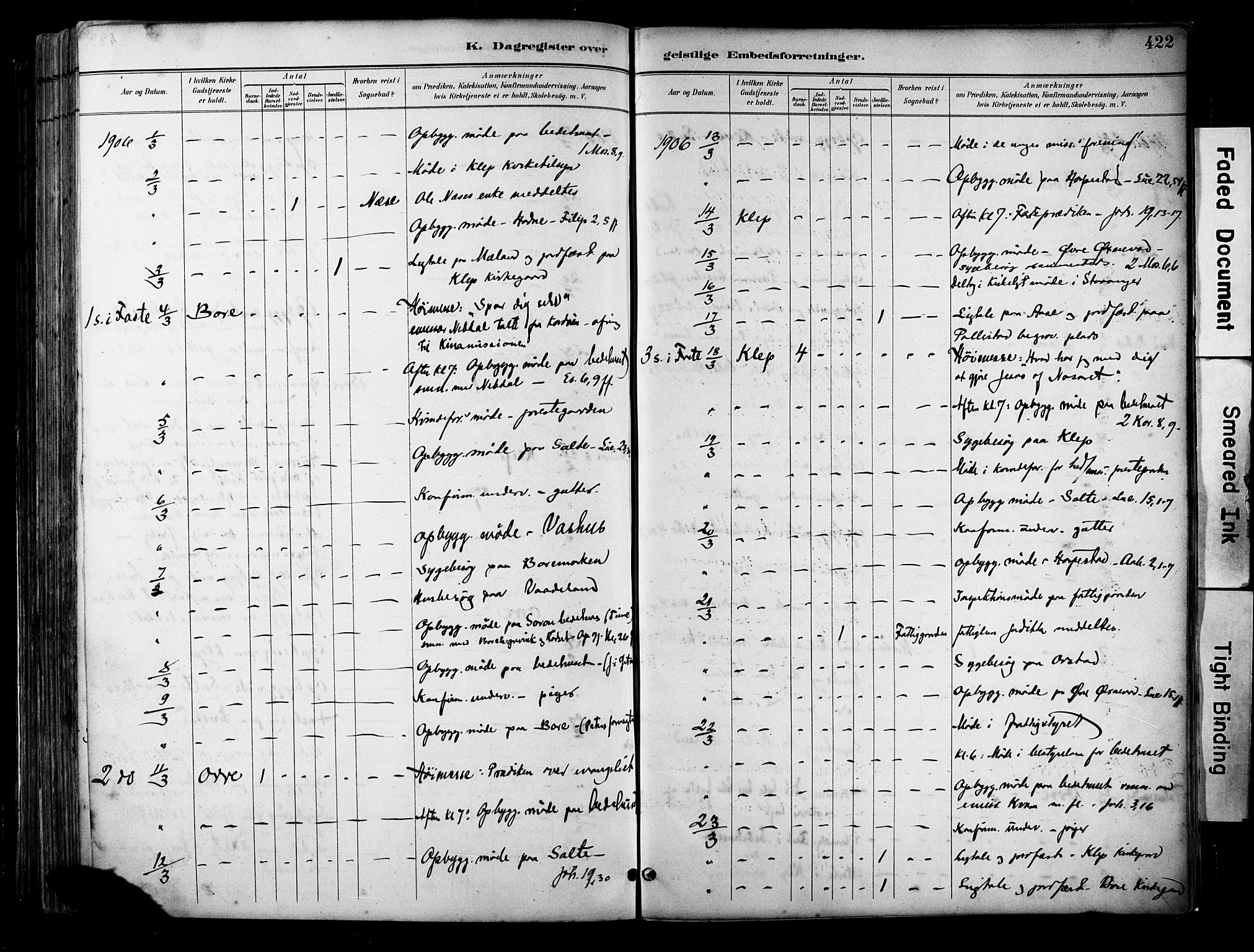 Klepp sokneprestkontor, AV/SAST-A-101803/001/3/30BA/L0009: Parish register (official) no. A 7, 1886-1915, p. 422