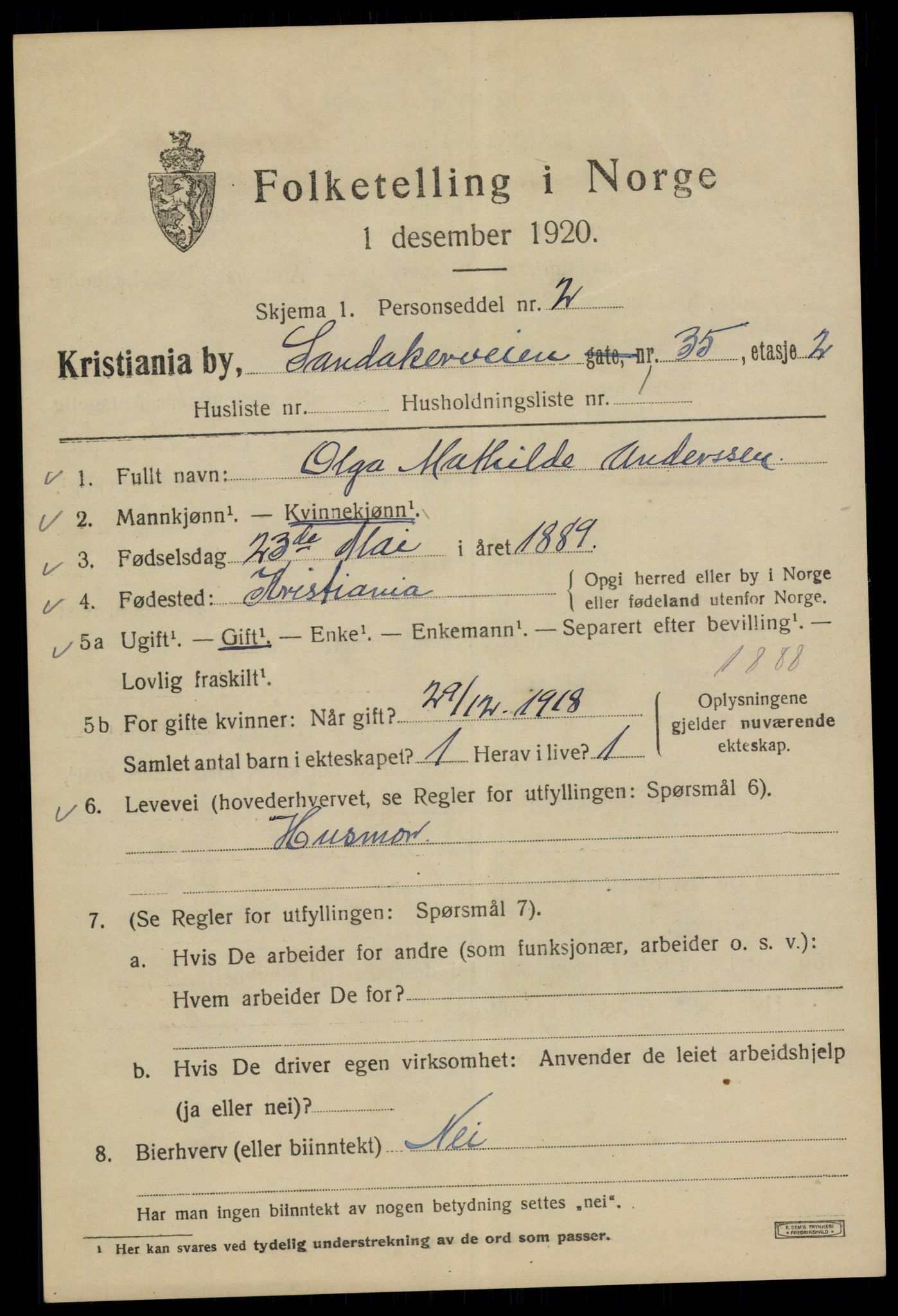 SAO, 1920 census for Kristiania, 1920, p. 479027