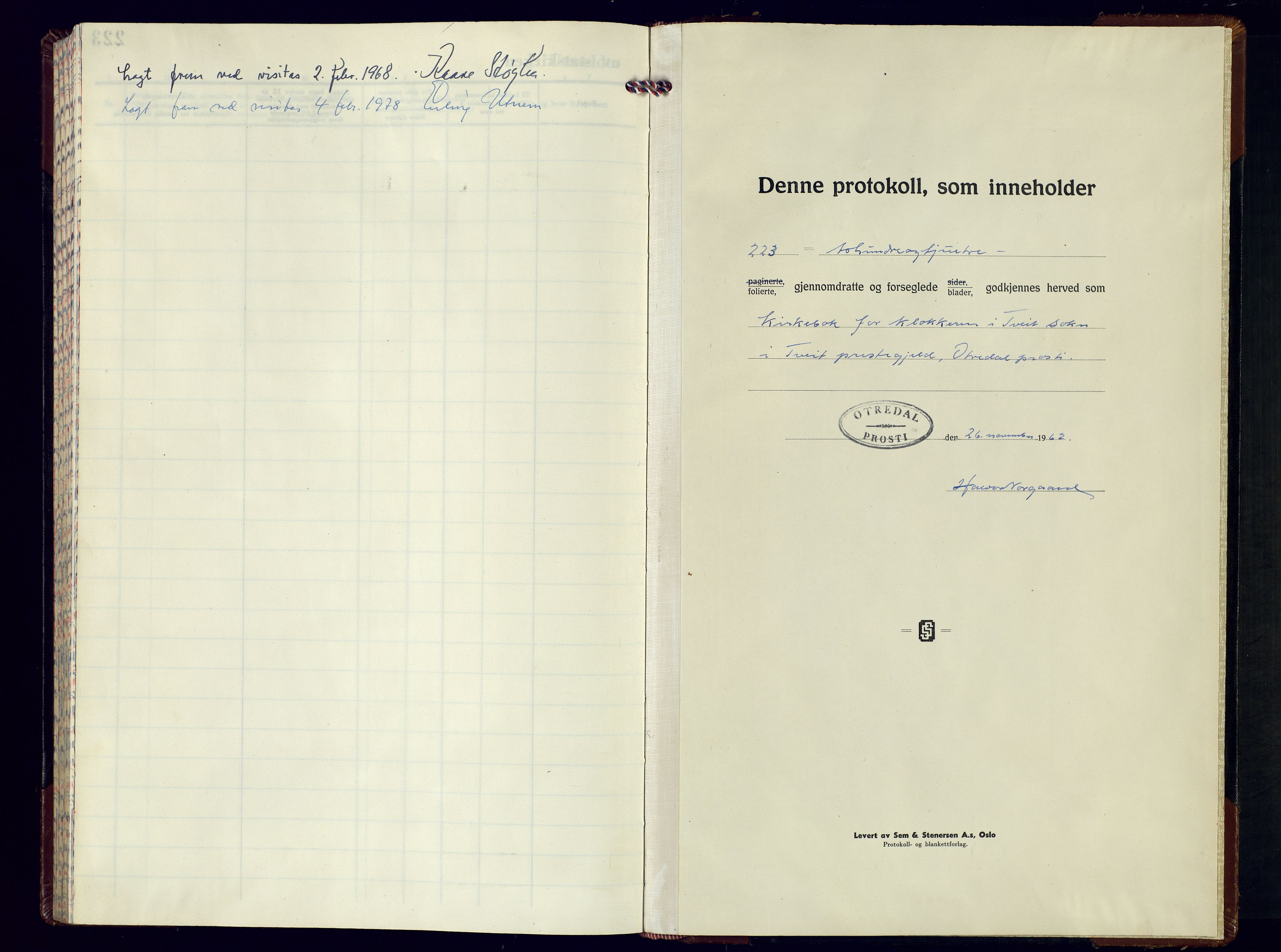 Tveit sokneprestkontor, SAK/1111-0043/F/Fb/L0007: Parish register (copy) no. B-7, 1962-1975