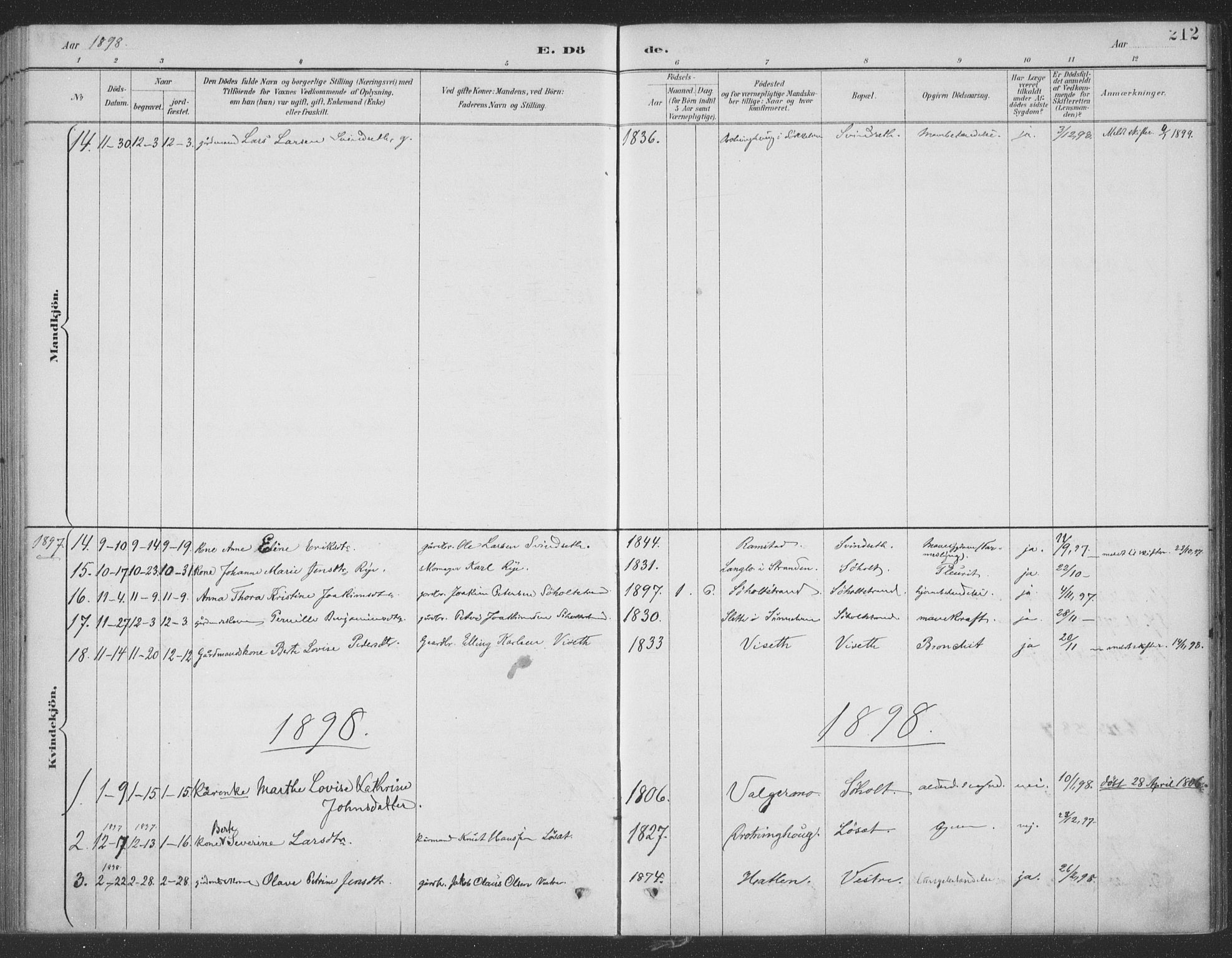 Ministerialprotokoller, klokkerbøker og fødselsregistre - Møre og Romsdal, SAT/A-1454/522/L0316: Parish register (official) no. 522A11, 1890-1911, p. 212