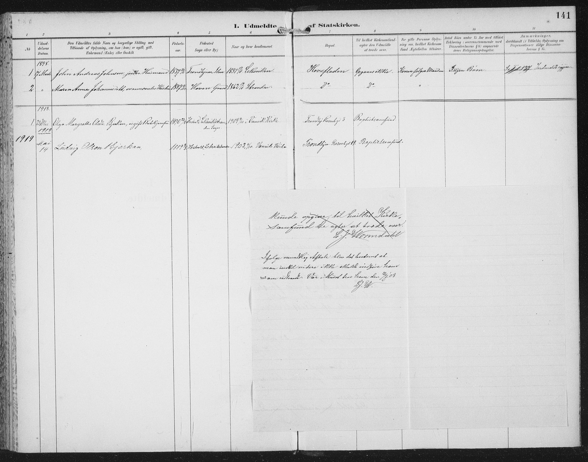 Ministerialprotokoller, klokkerbøker og fødselsregistre - Nord-Trøndelag, SAT/A-1458/702/L0024: Parish register (official) no. 702A02, 1898-1914, p. 141