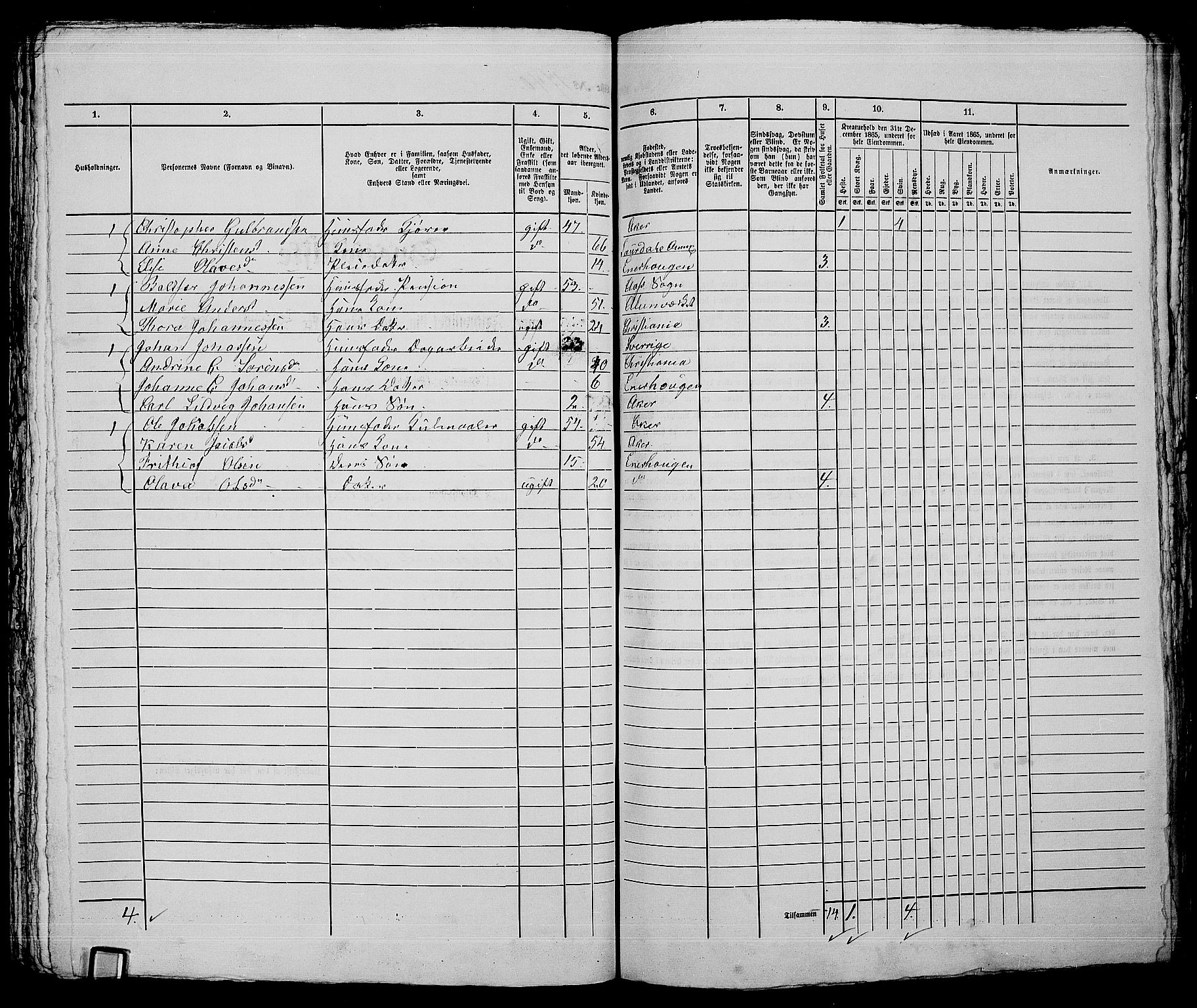 RA, 1865 census for Kristiania, 1865, p. 3921