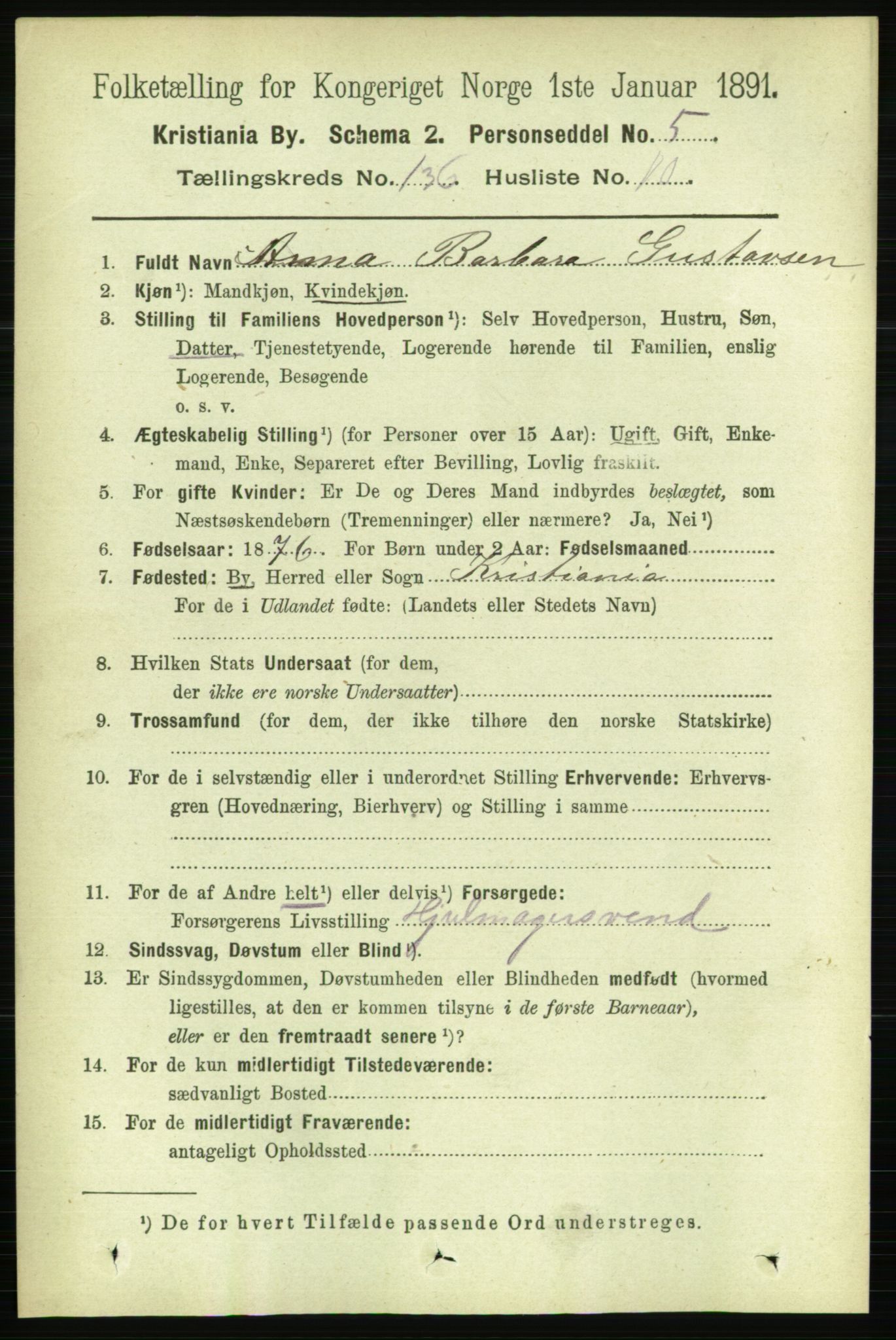 RA, 1891 census for 0301 Kristiania, 1891, p. 75507