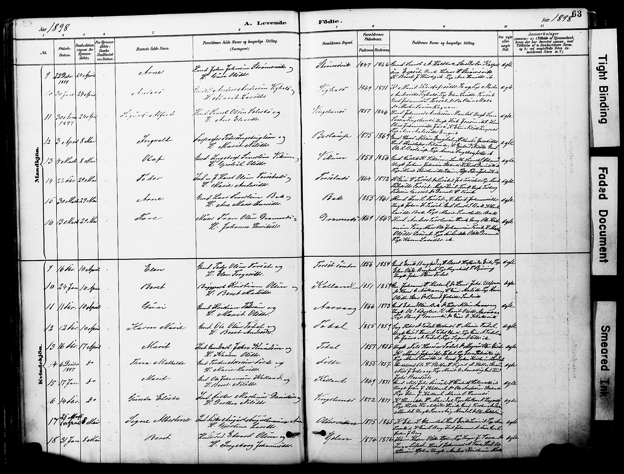 Ministerialprotokoller, klokkerbøker og fødselsregistre - Møre og Romsdal, AV/SAT-A-1454/578/L0907: Parish register (official) no. 578A06, 1887-1904, p. 63