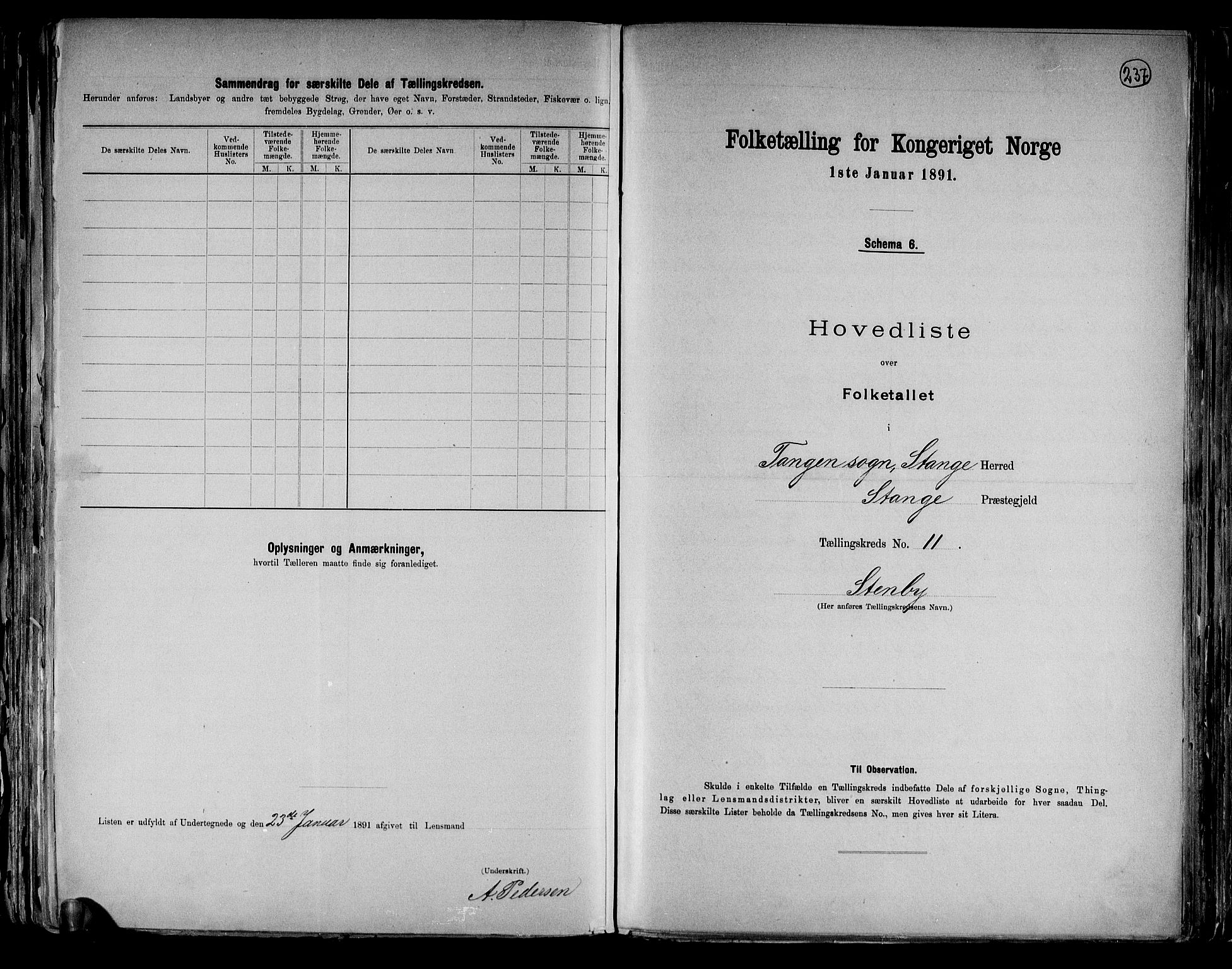 RA, 1891 census for 0417 Stange, 1891, p. 38