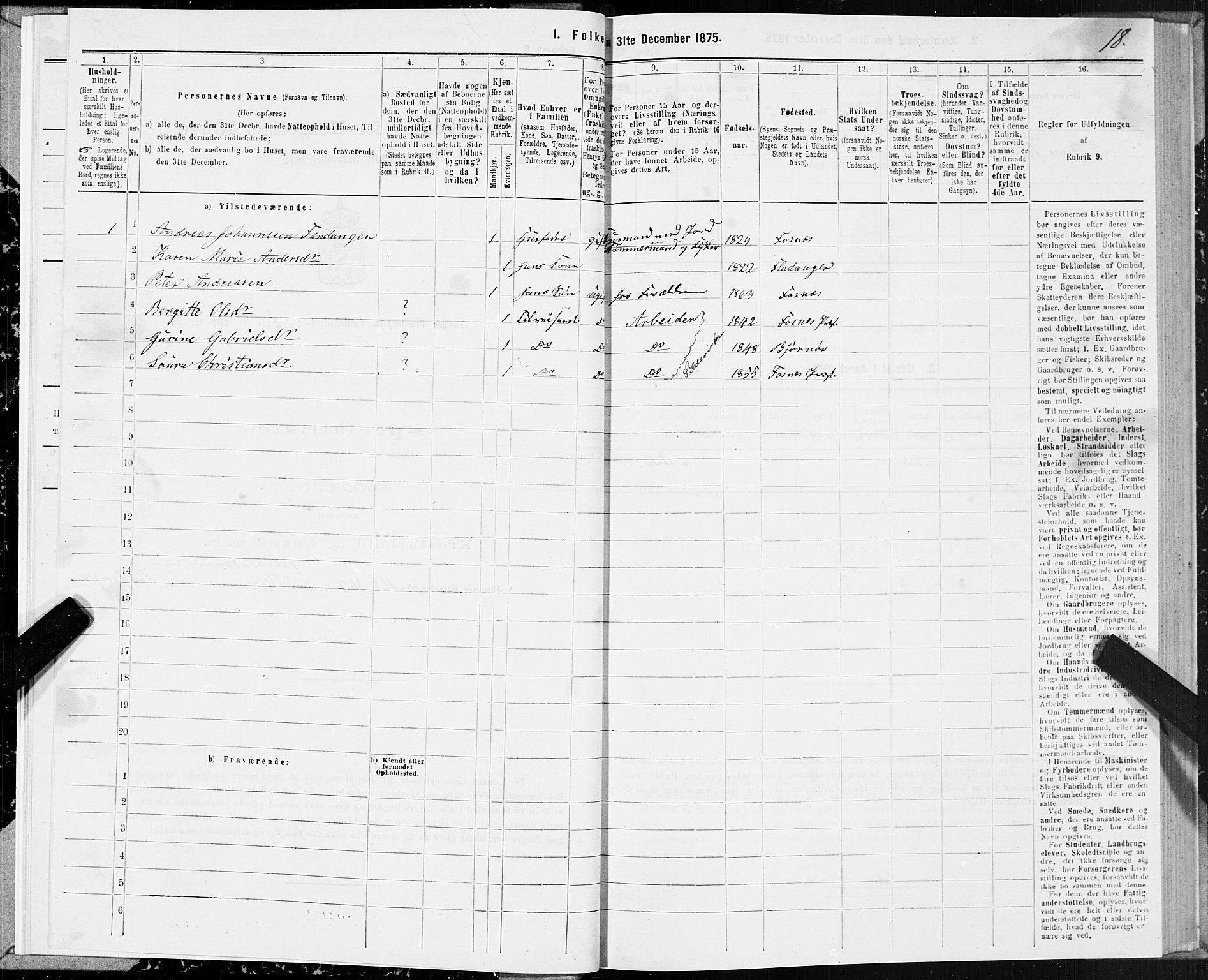 SAT, 1875 census for 1748P Fosnes, 1875, p. 1018