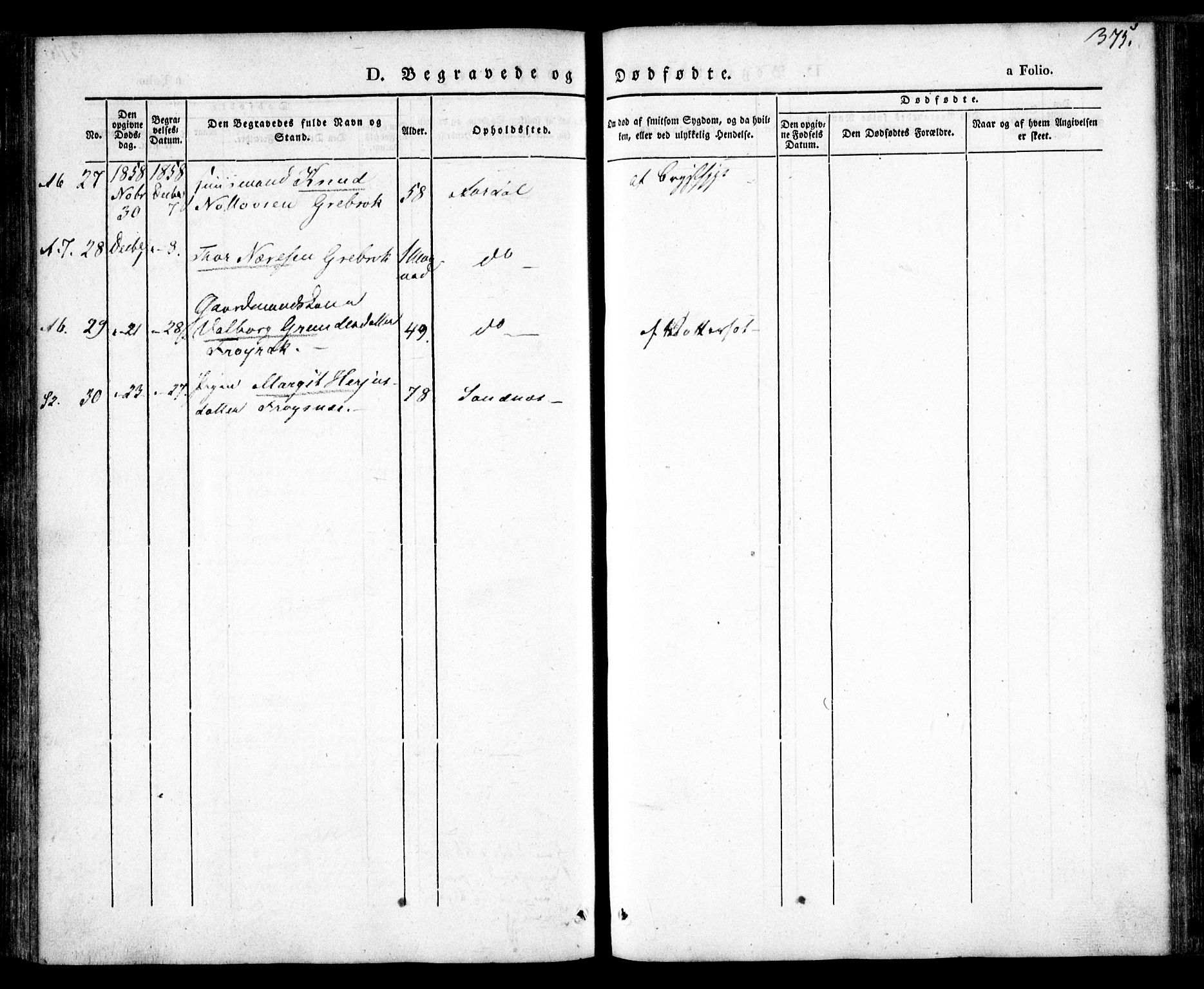 Bygland sokneprestkontor, AV/SAK-1111-0006/F/Fa/Fab/L0004: Parish register (official) no. A 4, 1842-1858, p. 375