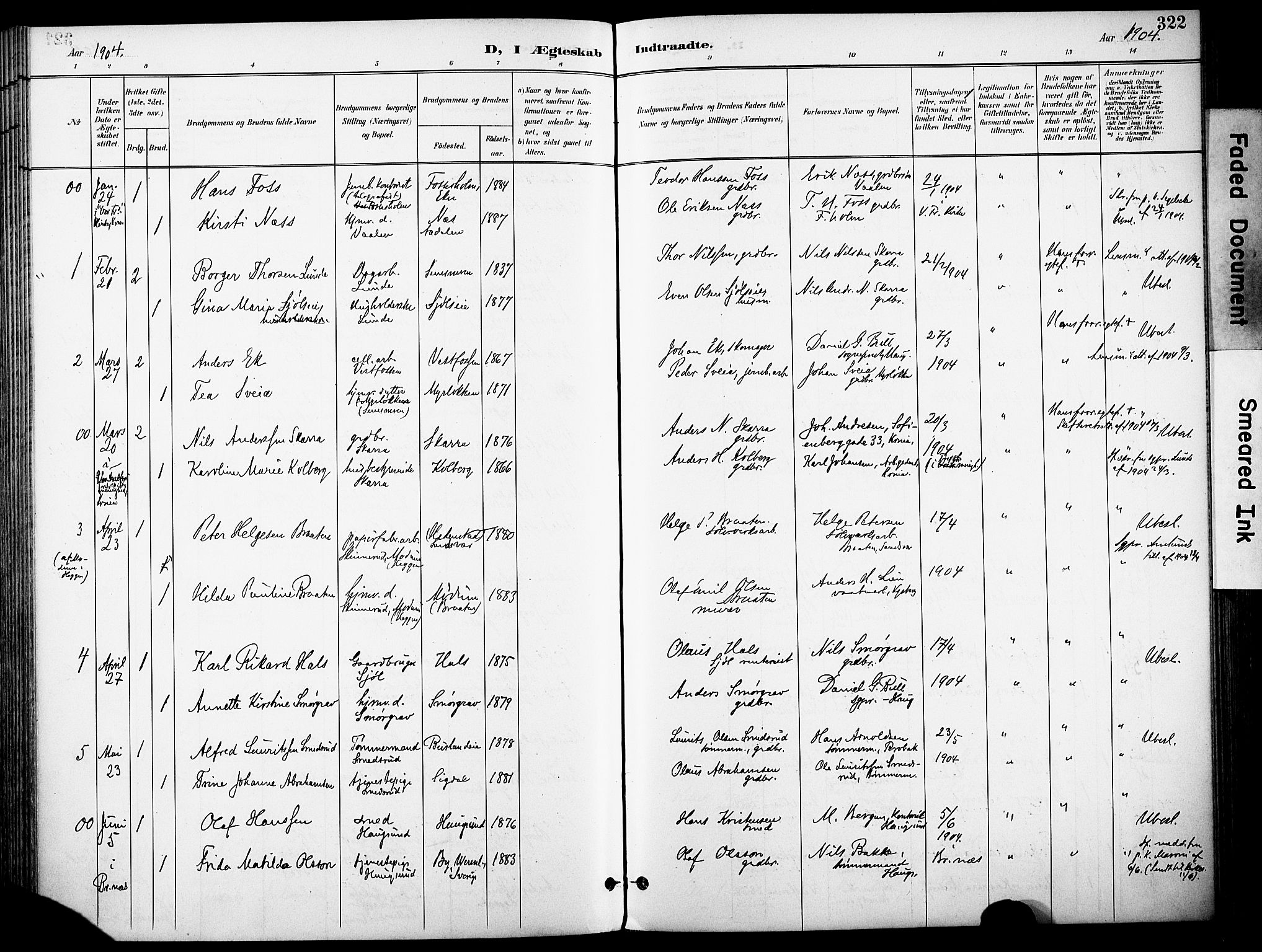 Eiker kirkebøker, AV/SAKO-A-4/F/Fb/L0003: Parish register (official) no. II 3, 1896-1942, p. 322