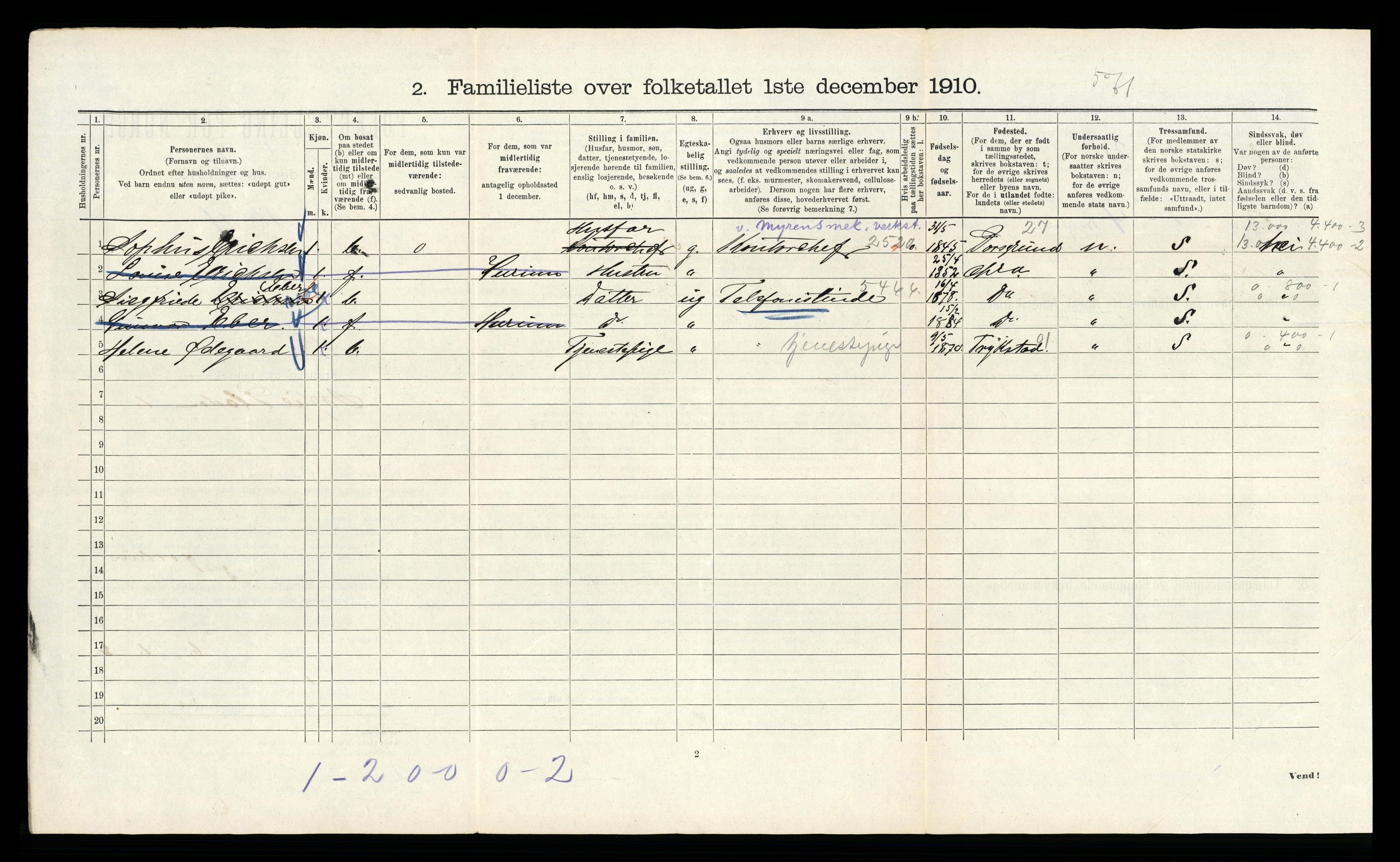 RA, 1910 census for Kristiania, 1910, p. 94826