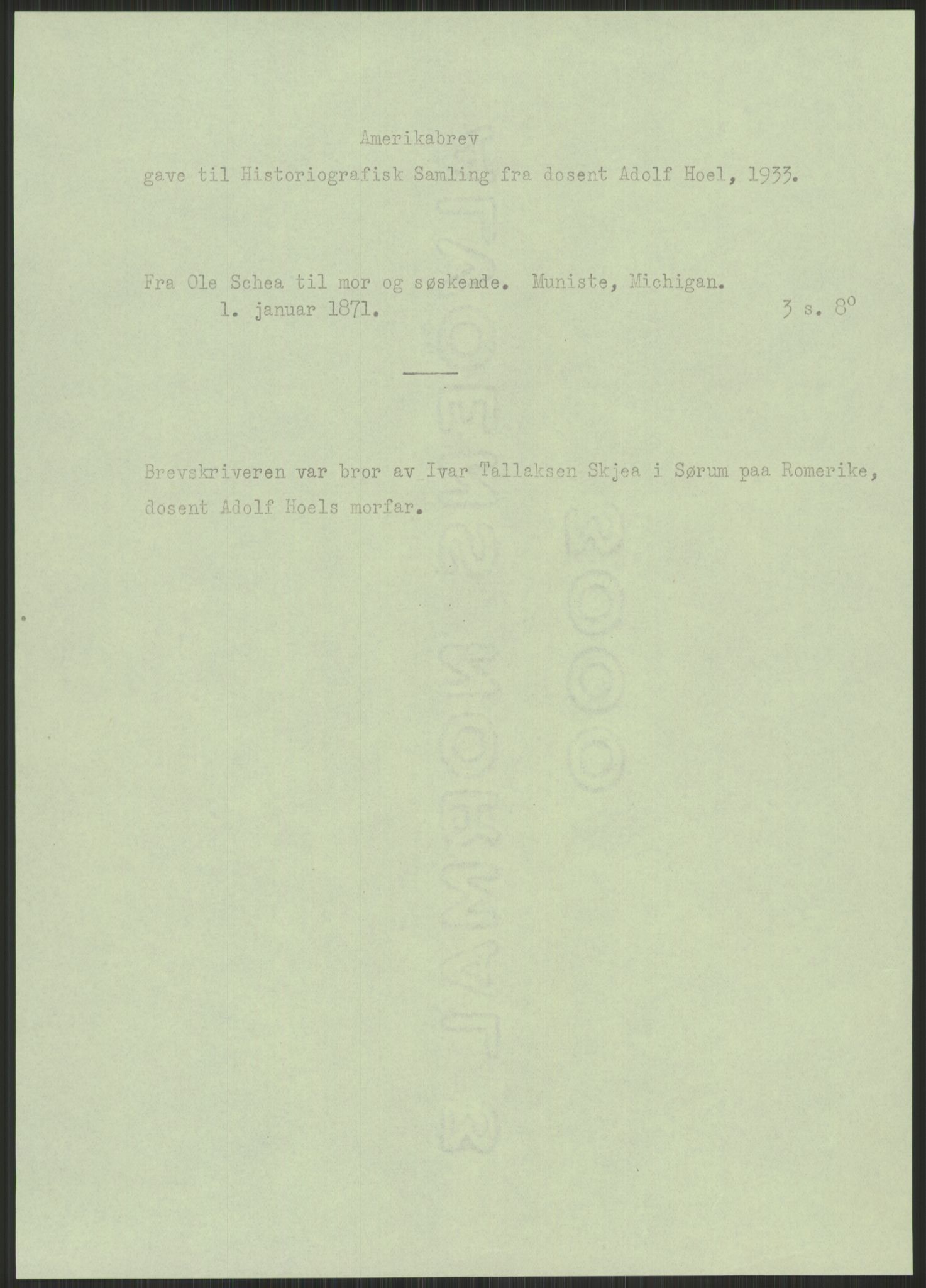 Samlinger til kildeutgivelse, Amerikabrevene, AV/RA-EA-4057/F/L0006: Innlån fra Akershus: Hilton - Solem, 1838-1914, p. 997