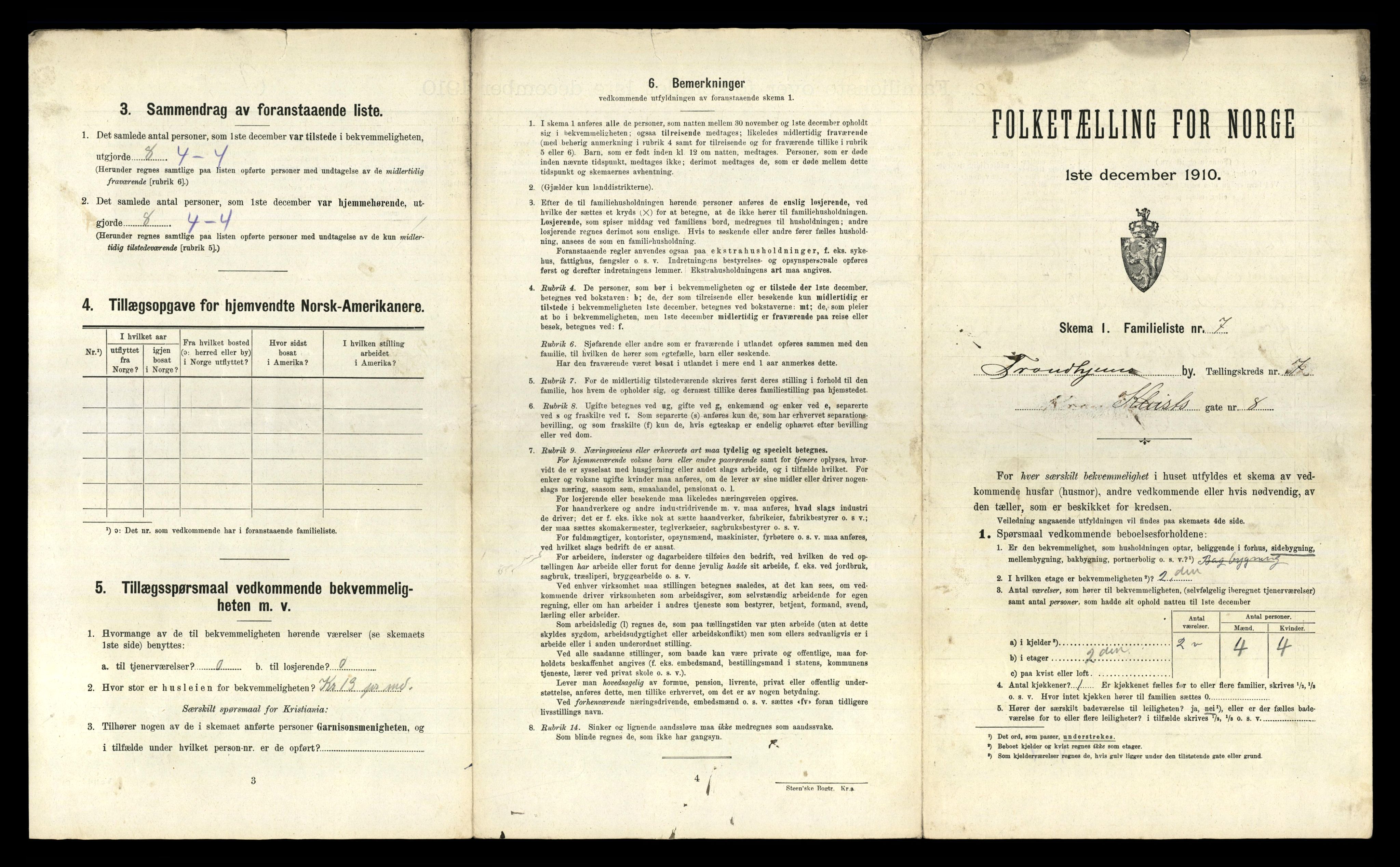 RA, 1910 census for Trondheim, 1910, p. 3303