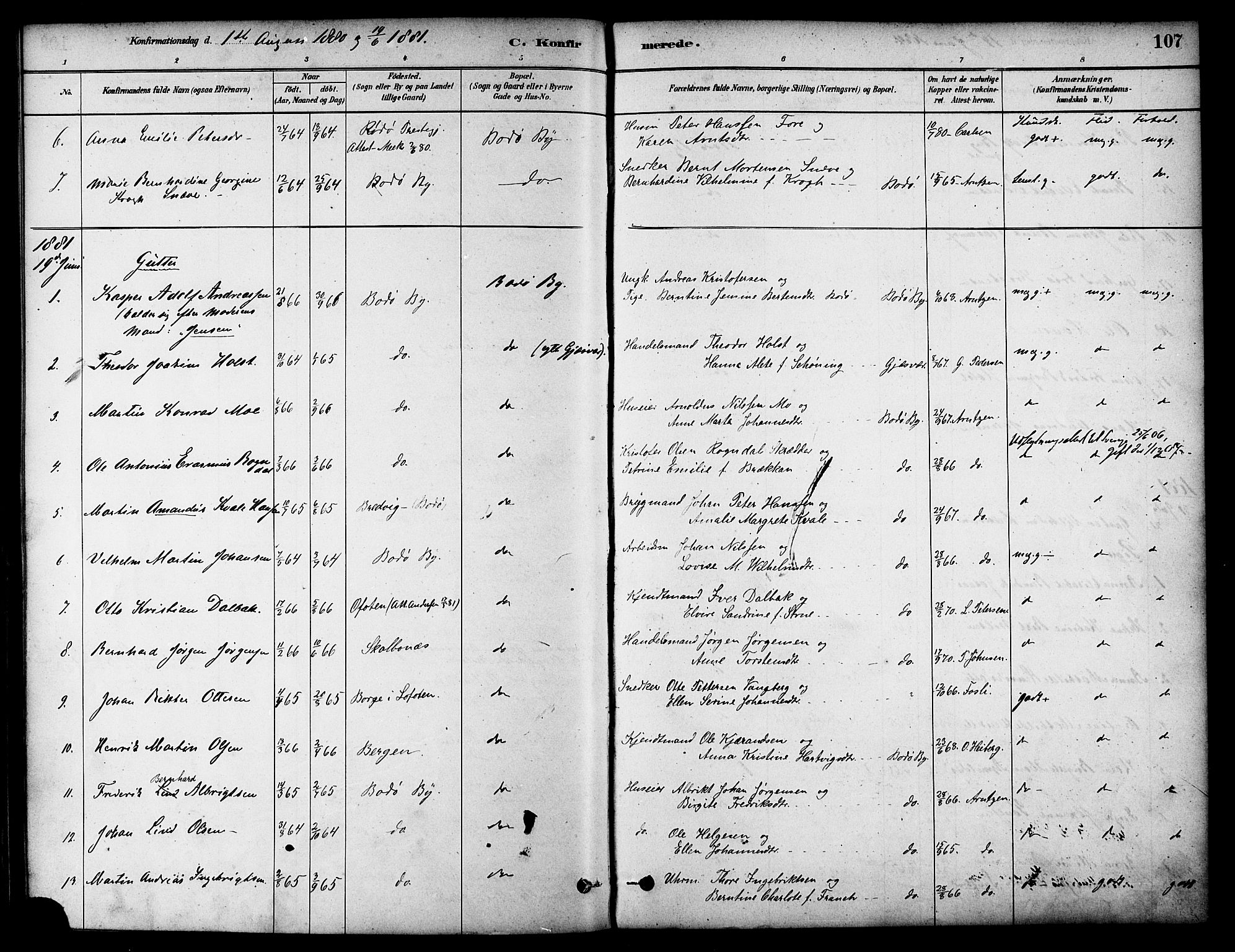 Ministerialprotokoller, klokkerbøker og fødselsregistre - Nordland, SAT/A-1459/801/L0030: Parish register (copy) no. 801C05, 1879-1887, p. 107