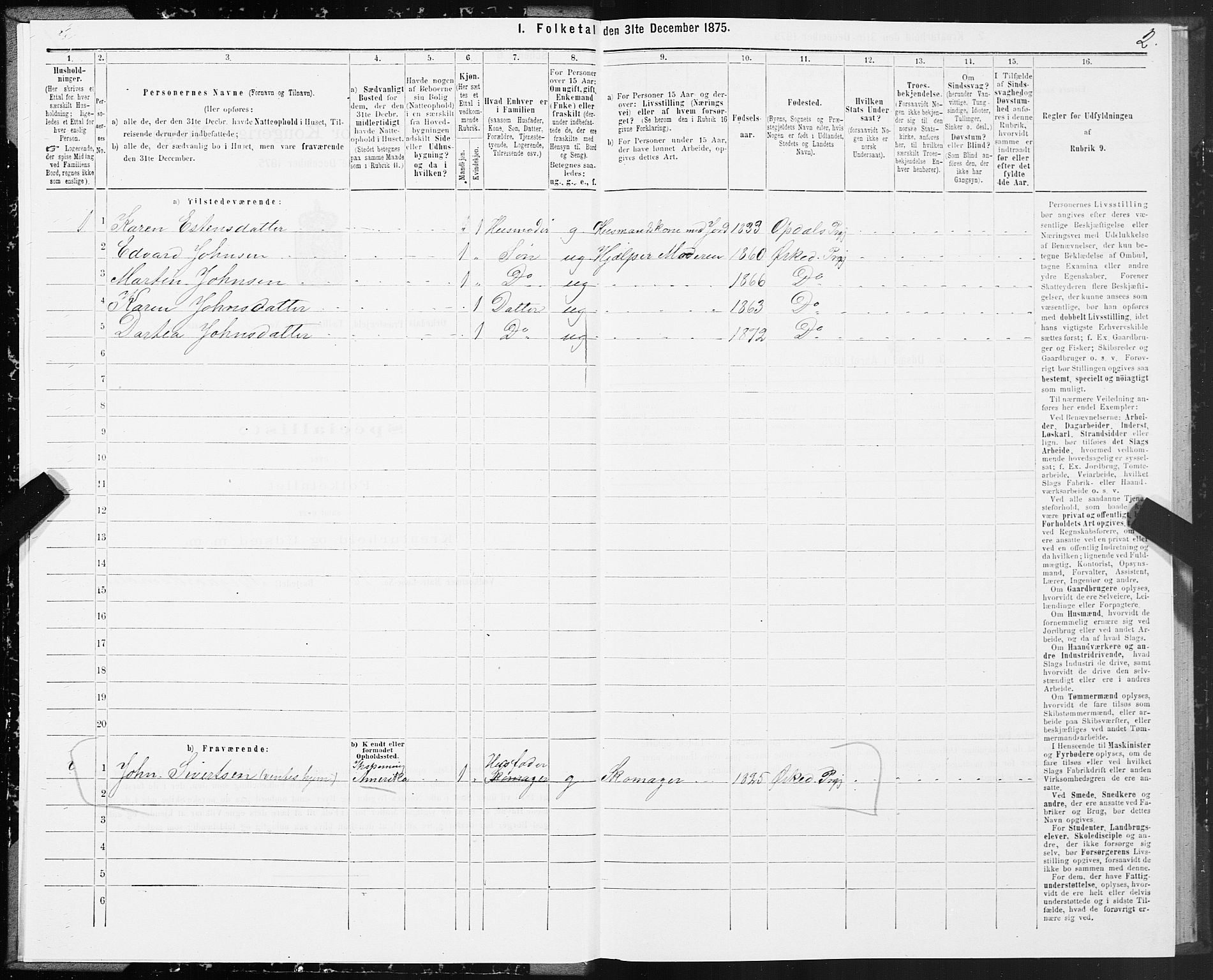 SAT, 1875 census for 1638P Orkdal, 1875, p. 3002