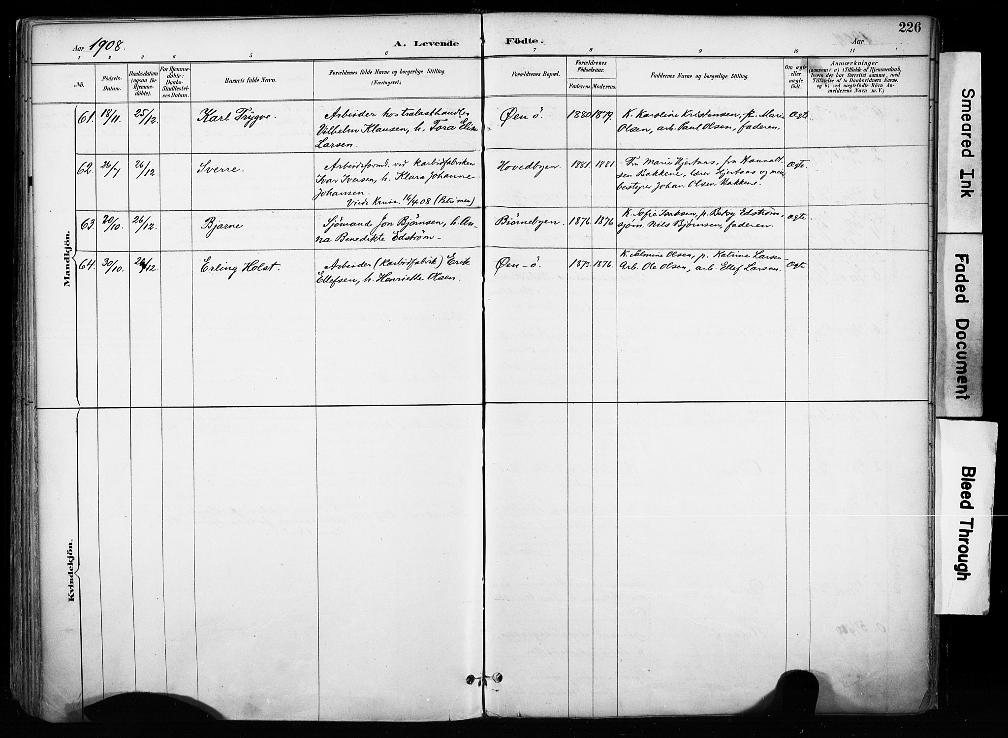 Kragerø kirkebøker, SAKO/A-278/F/Fa/L0013: Parish register (official) no. 13, 1887-1915, p. 226