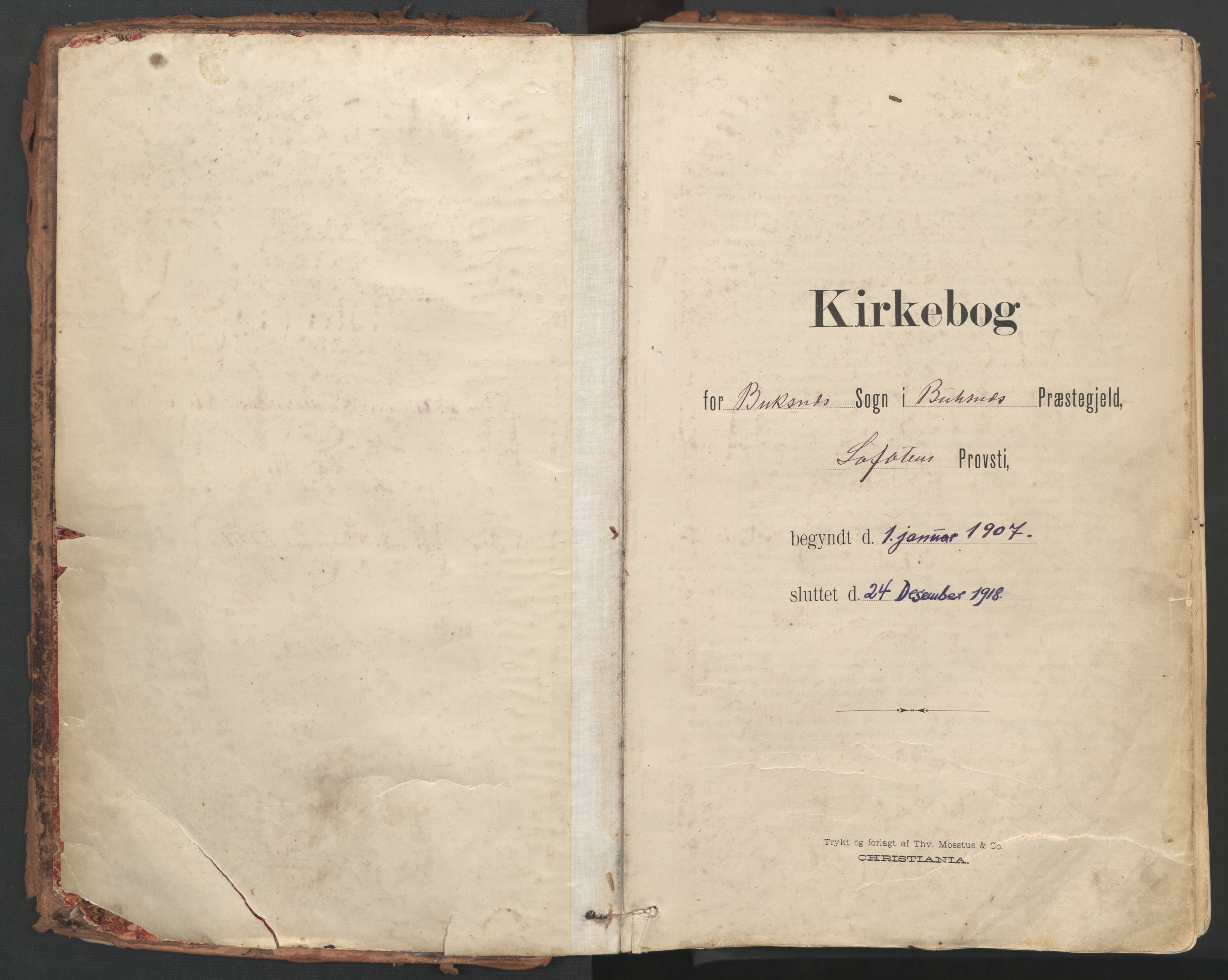 Ministerialprotokoller, klokkerbøker og fødselsregistre - Nordland, AV/SAT-A-1459/881/L1154: Parish register (official) no. 881A07, 1907-1918, p. 1