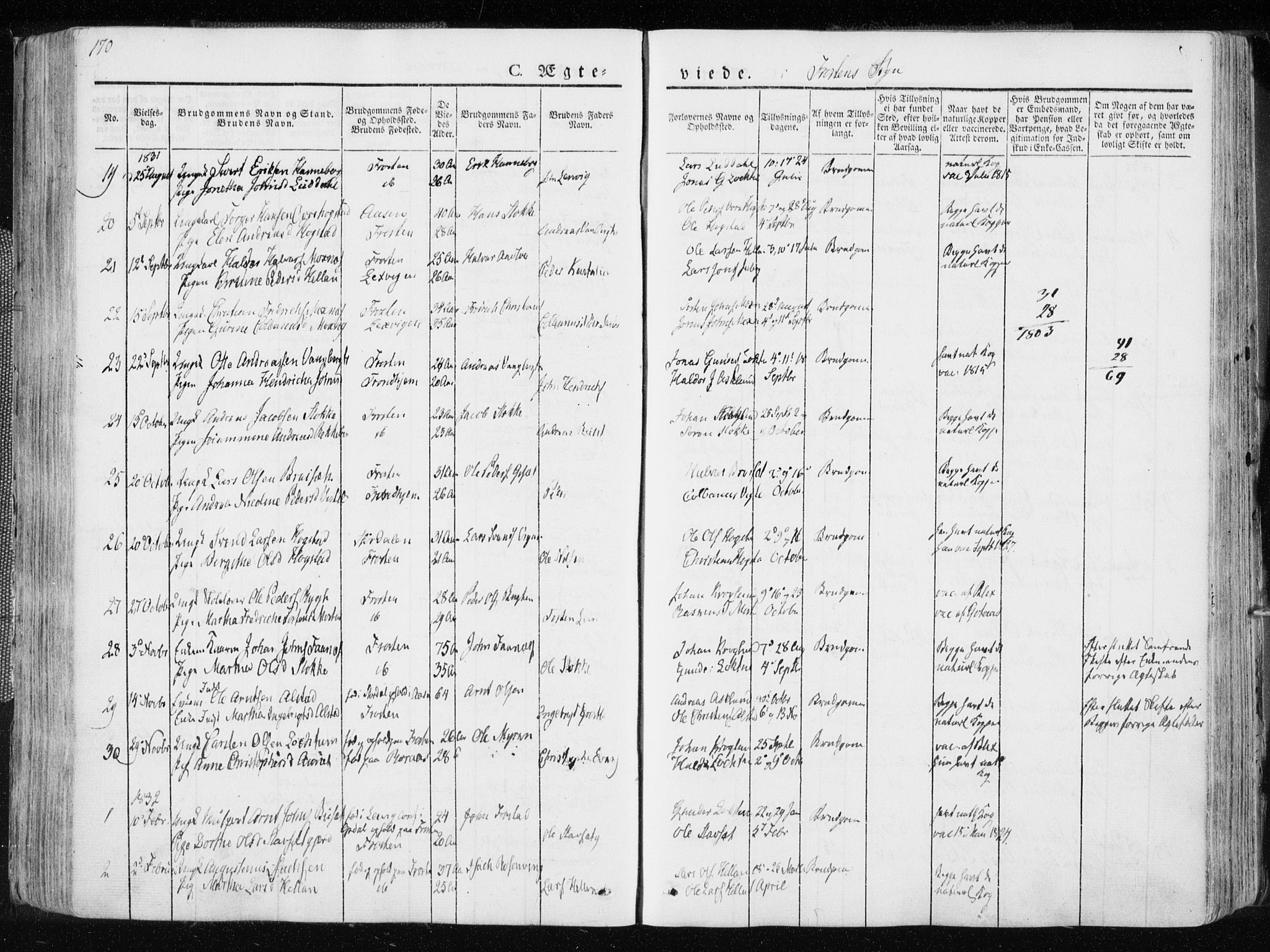 Ministerialprotokoller, klokkerbøker og fødselsregistre - Nord-Trøndelag, AV/SAT-A-1458/713/L0114: Parish register (official) no. 713A05, 1827-1839, p. 170