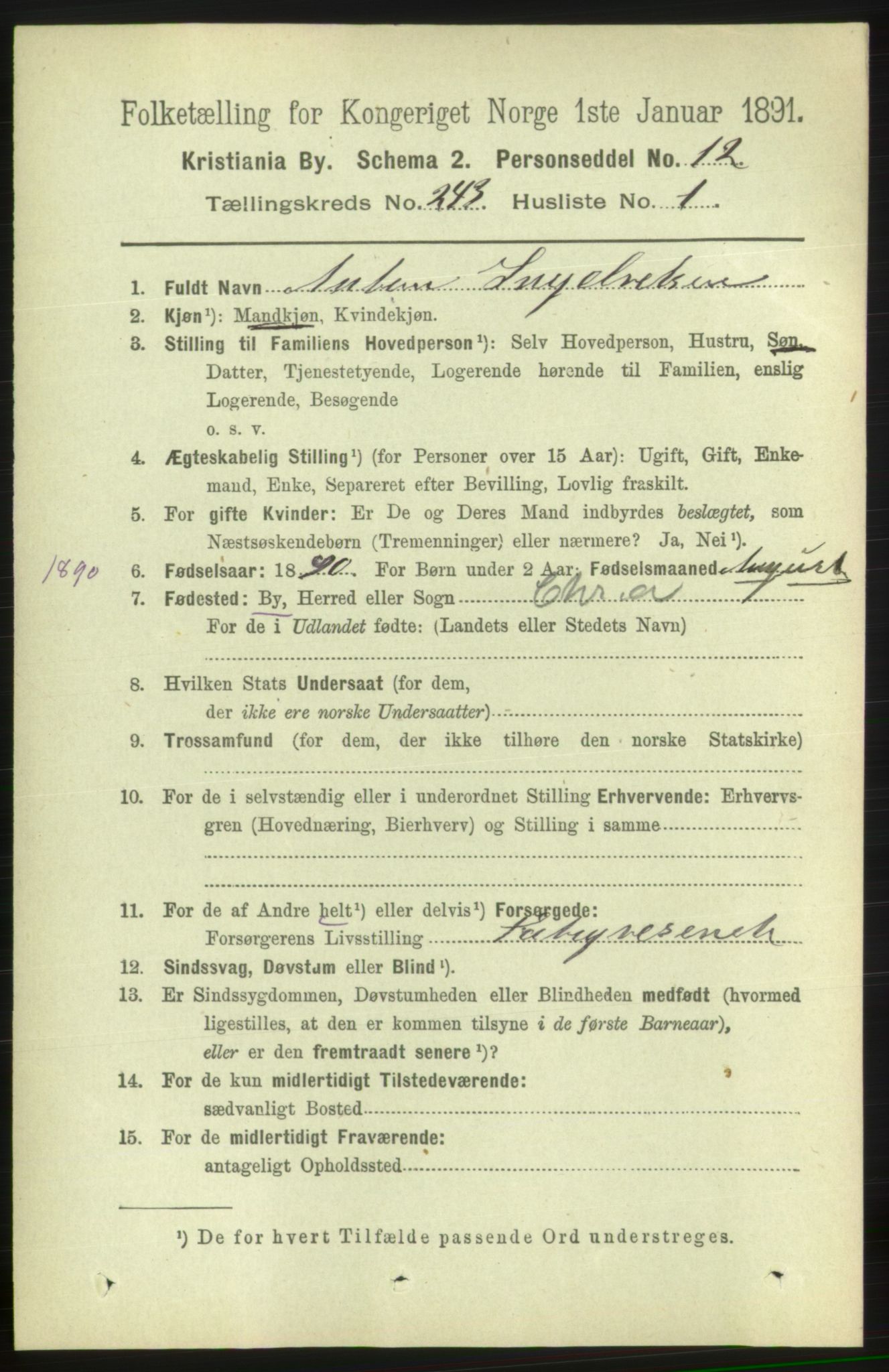 RA, 1891 census for 0301 Kristiania, 1891, p. 147817