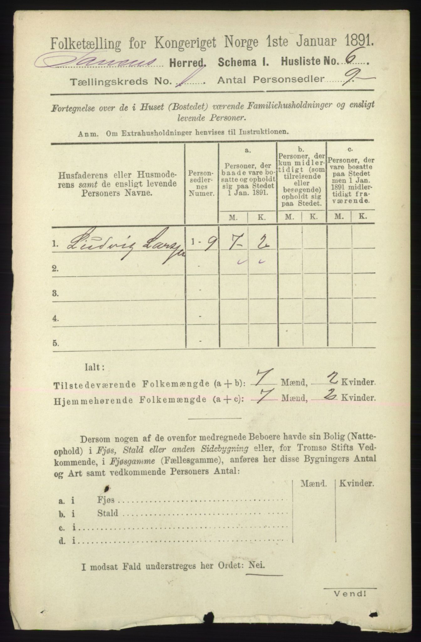 RA, 1891 census for 2025 Tana, 1891, p. 30