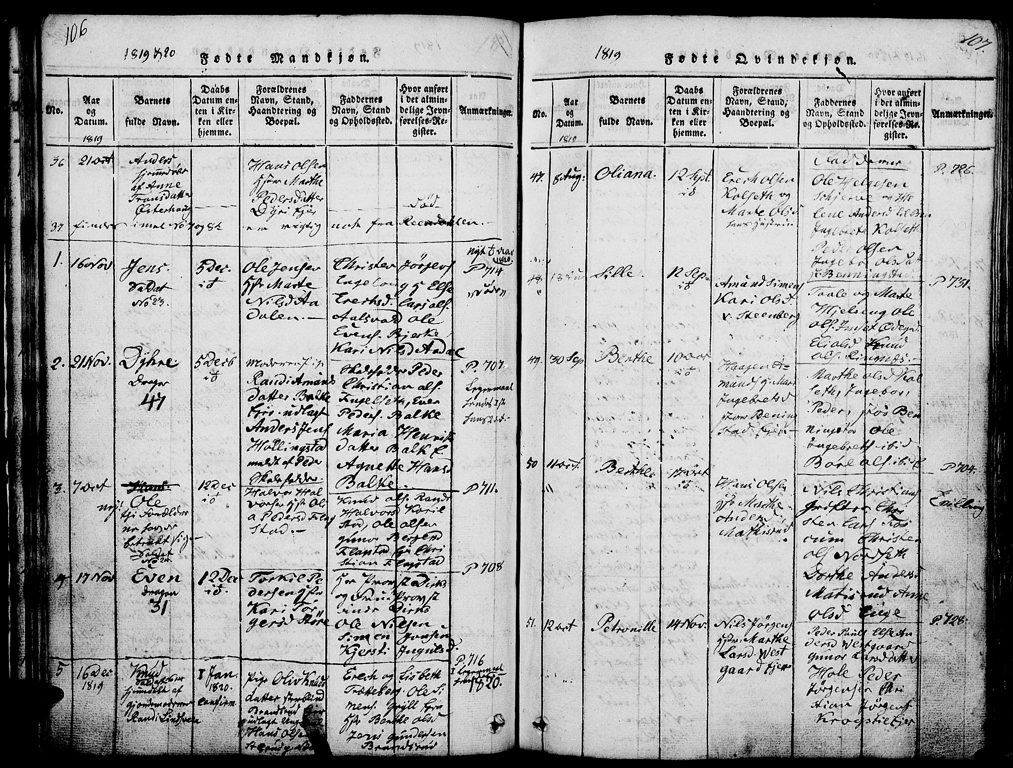 Løten prestekontor, AV/SAH-PREST-022/L/La/L0001: Parish register (copy) no. 1, 1812-1832, p. 106-107