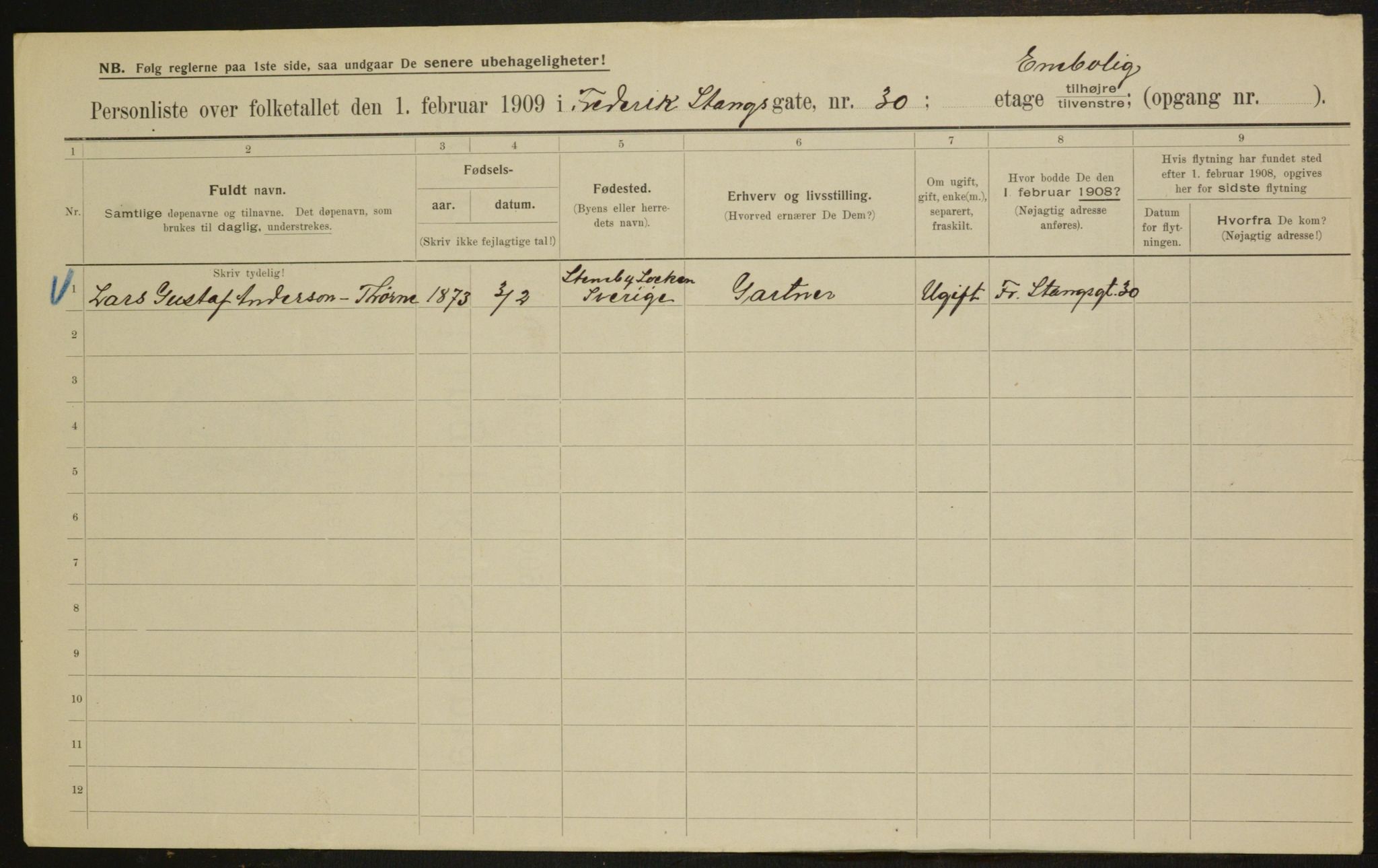 OBA, Municipal Census 1909 for Kristiania, 1909, p. 24146