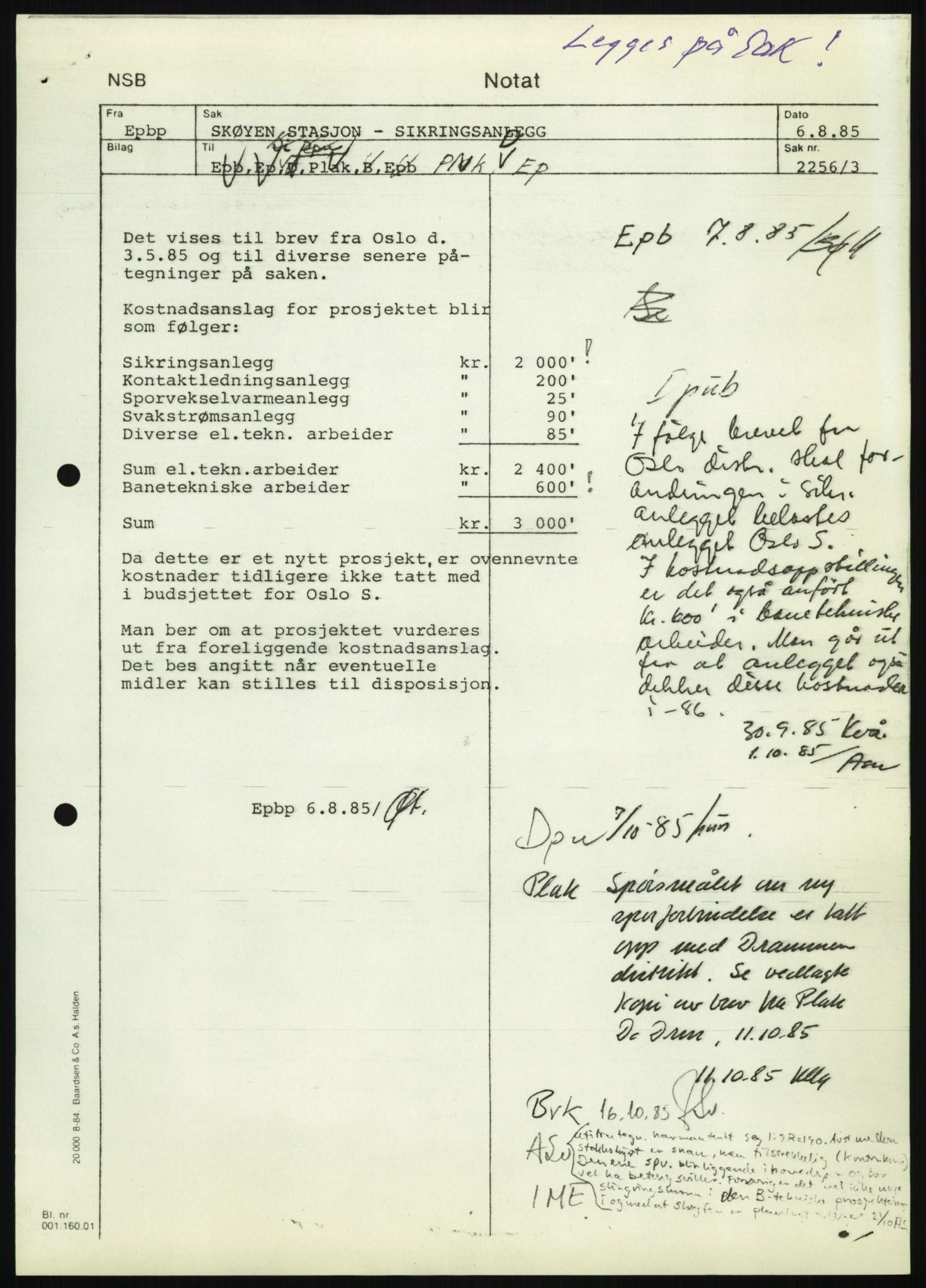 Norges statsbaner, Hovedadministrasjonen, Plankontoret for Oslo S, AV/RA-S-5410/D/L0167: Driftsbanegården. Øvrige driftsbanegårder, 1975-1987, p. 105