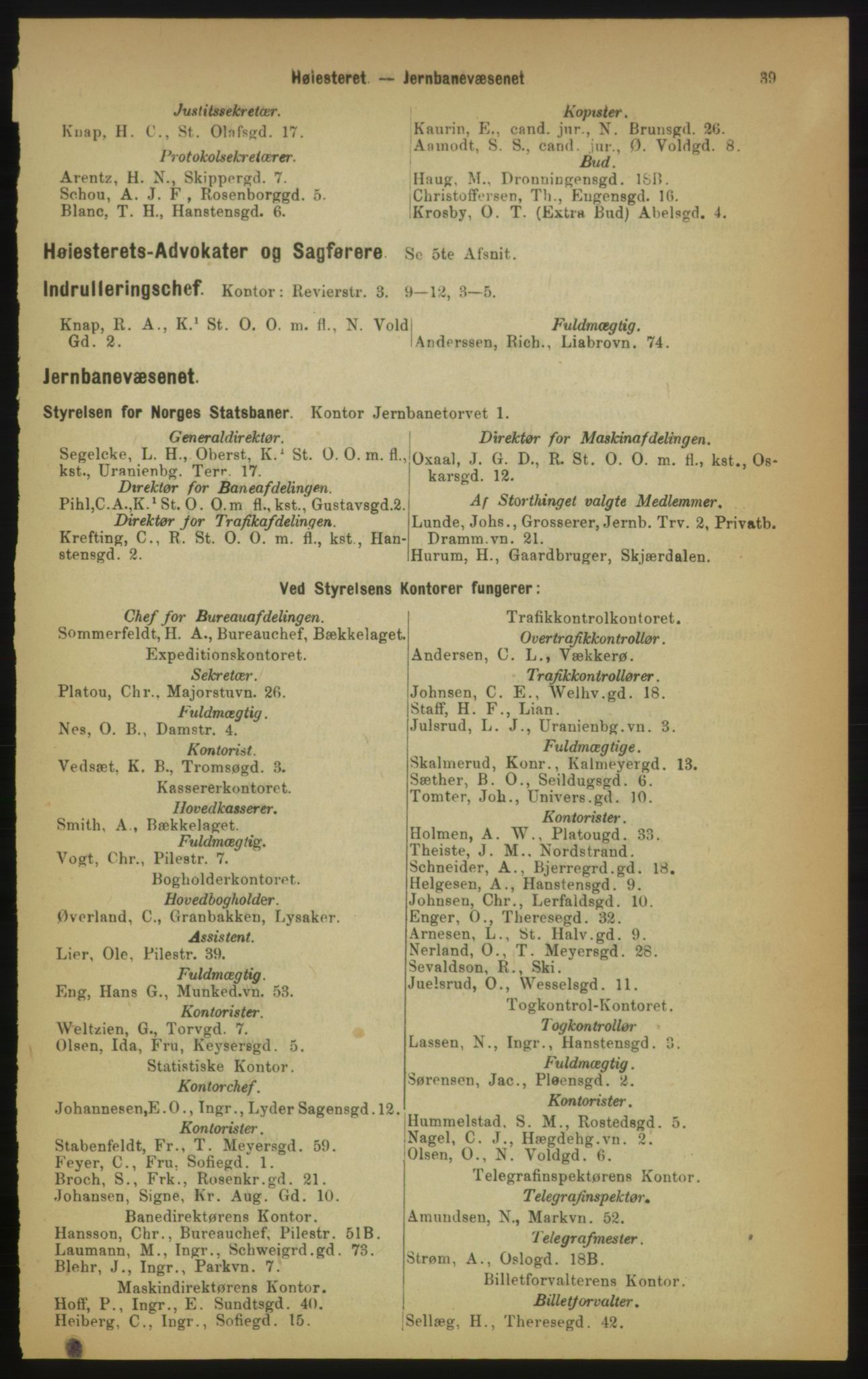 Kristiania/Oslo adressebok, PUBL/-, 1891, p. 39