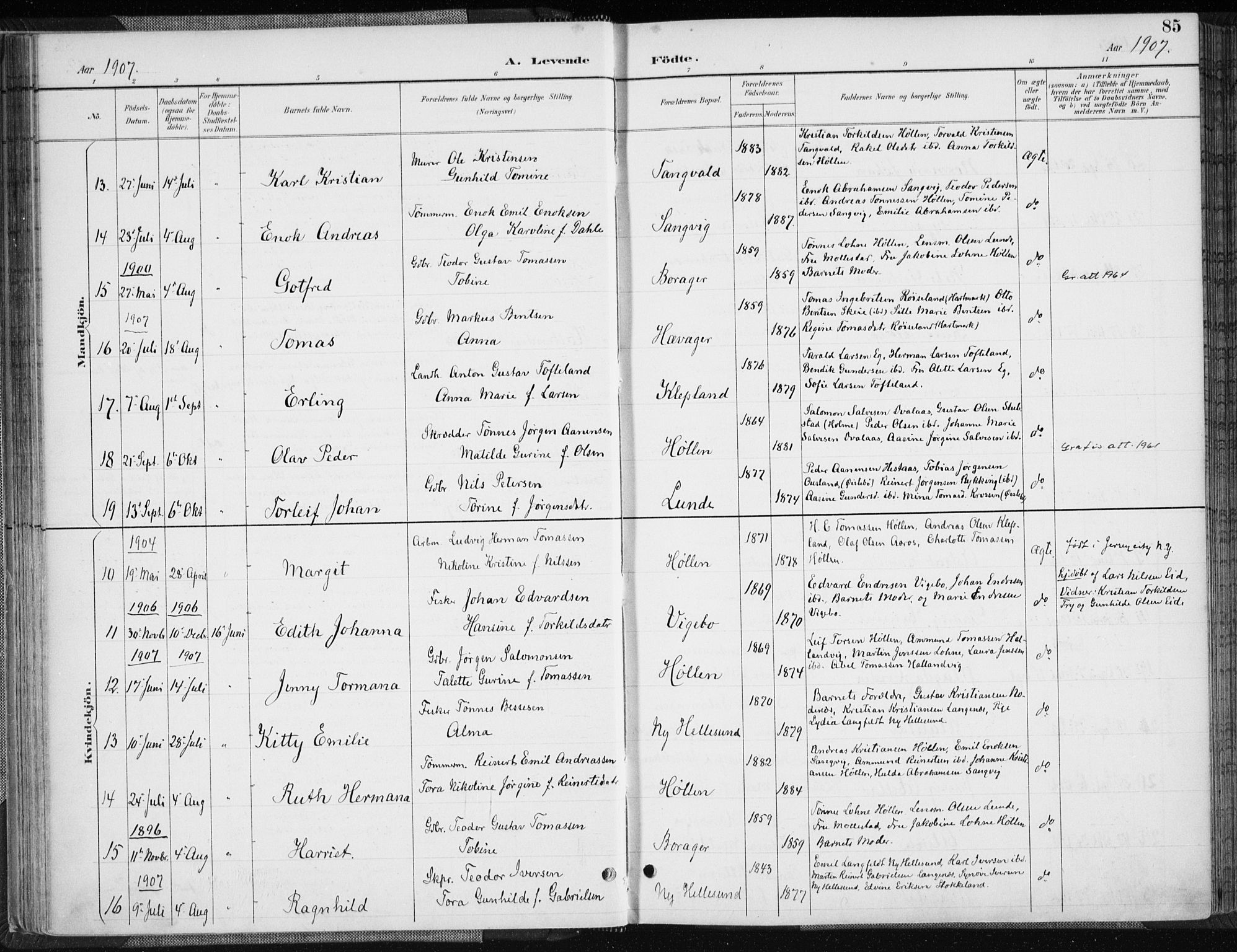 Søgne sokneprestkontor, SAK/1111-0037/F/Fa/Fab/L0013: Parish register (official) no. A 13, 1892-1911, p. 85