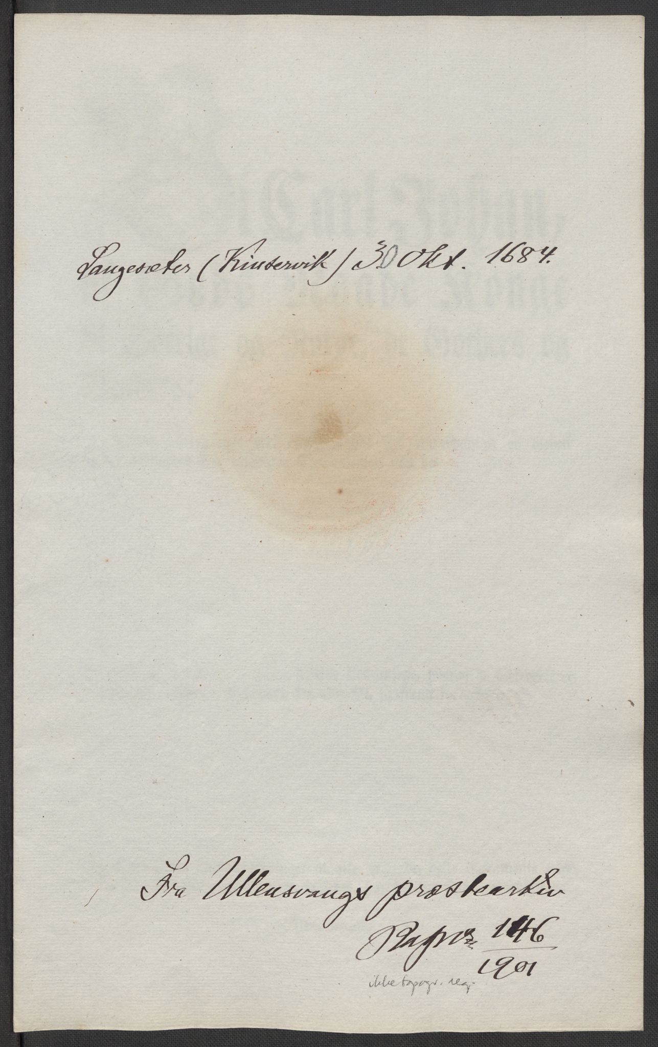 Riksarkivets diplomsamling, AV/RA-EA-5965/F15/L0037: Prestearkiv - Hordaland, 1577-1733, p. 97
