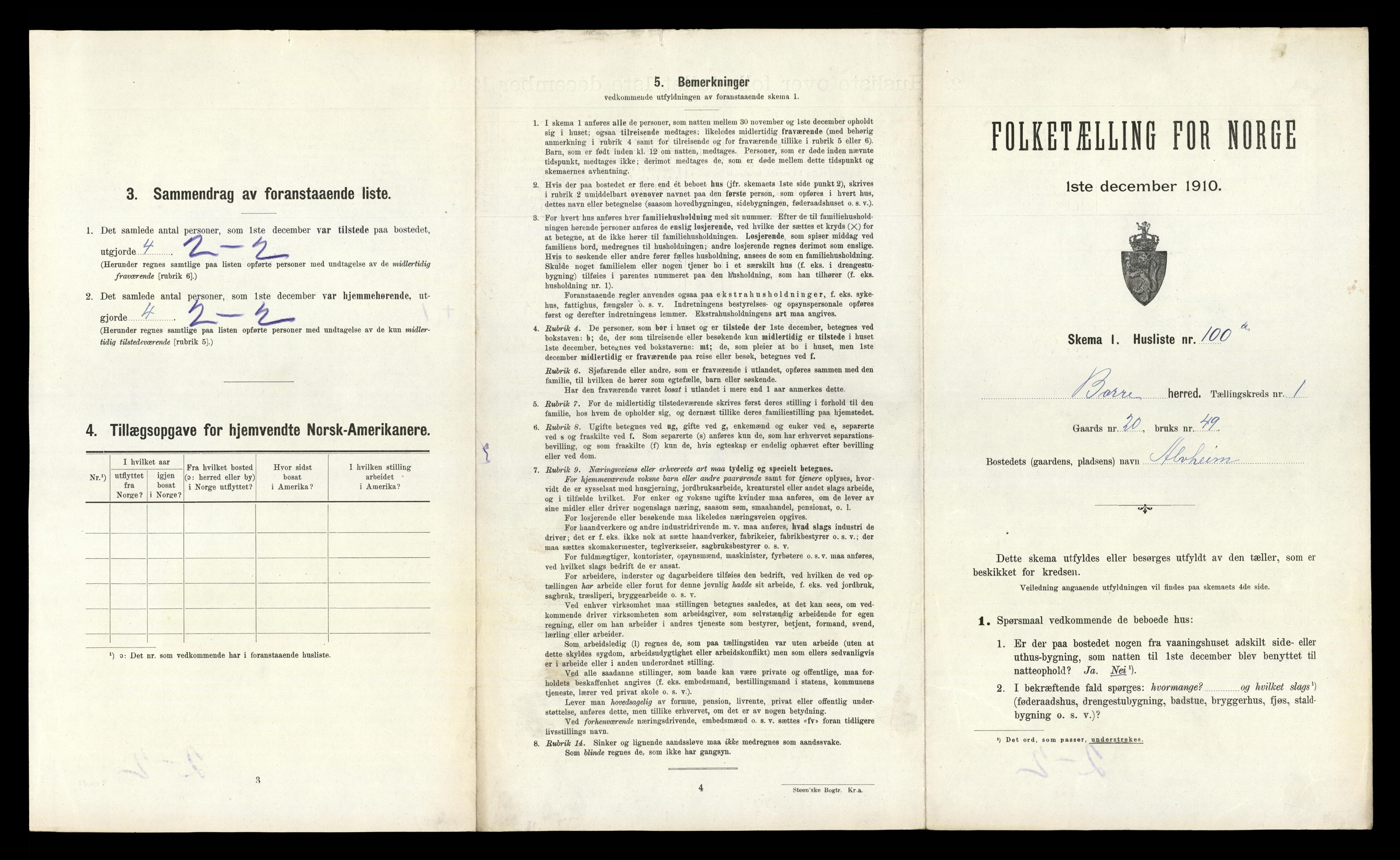 RA, 1910 census for Borre, 1910, p. 235