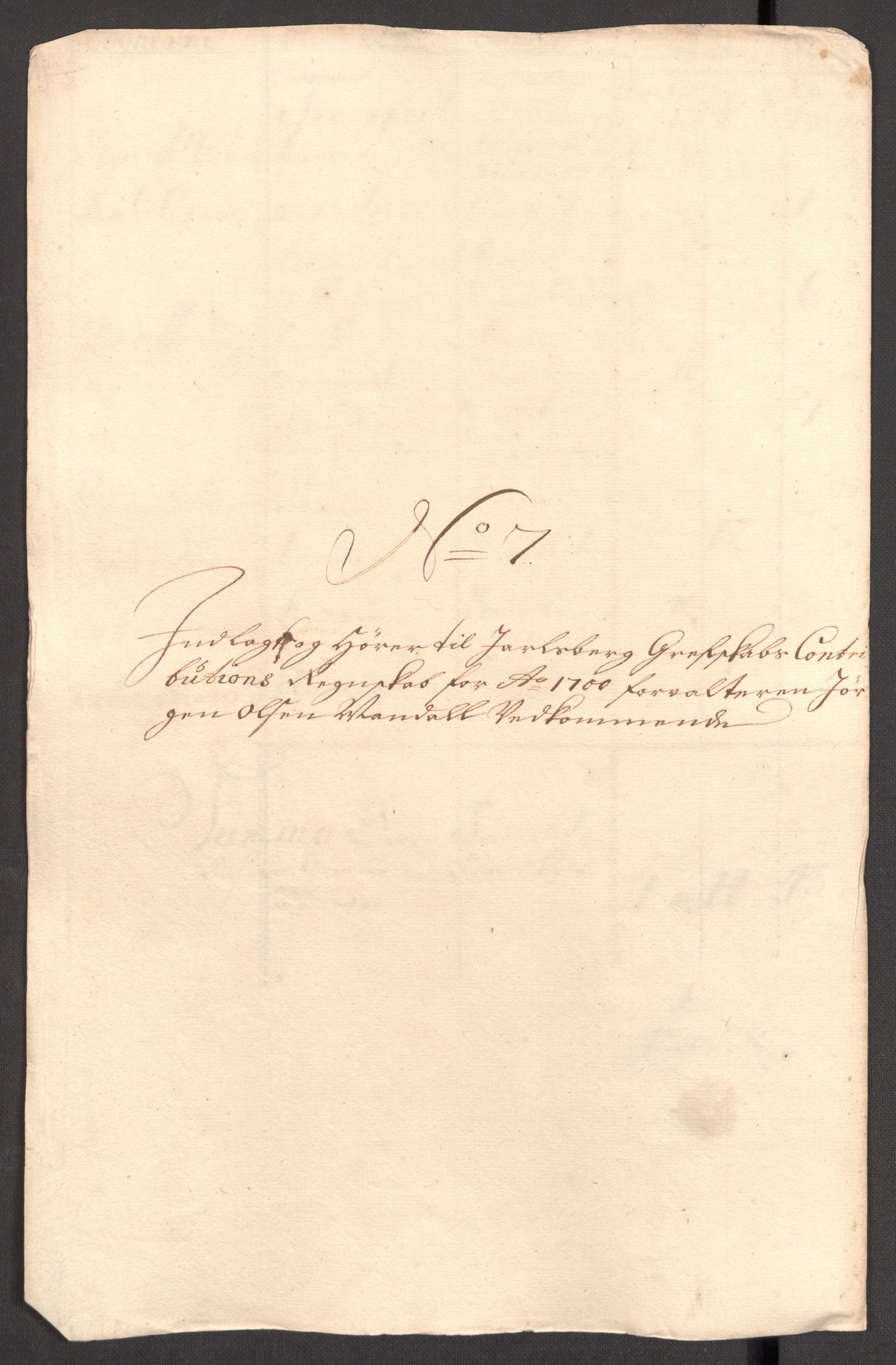 Rentekammeret inntil 1814, Reviderte regnskaper, Fogderegnskap, RA/EA-4092/R32/L1869: Fogderegnskap Jarlsberg grevskap, 1700-1701, p. 115