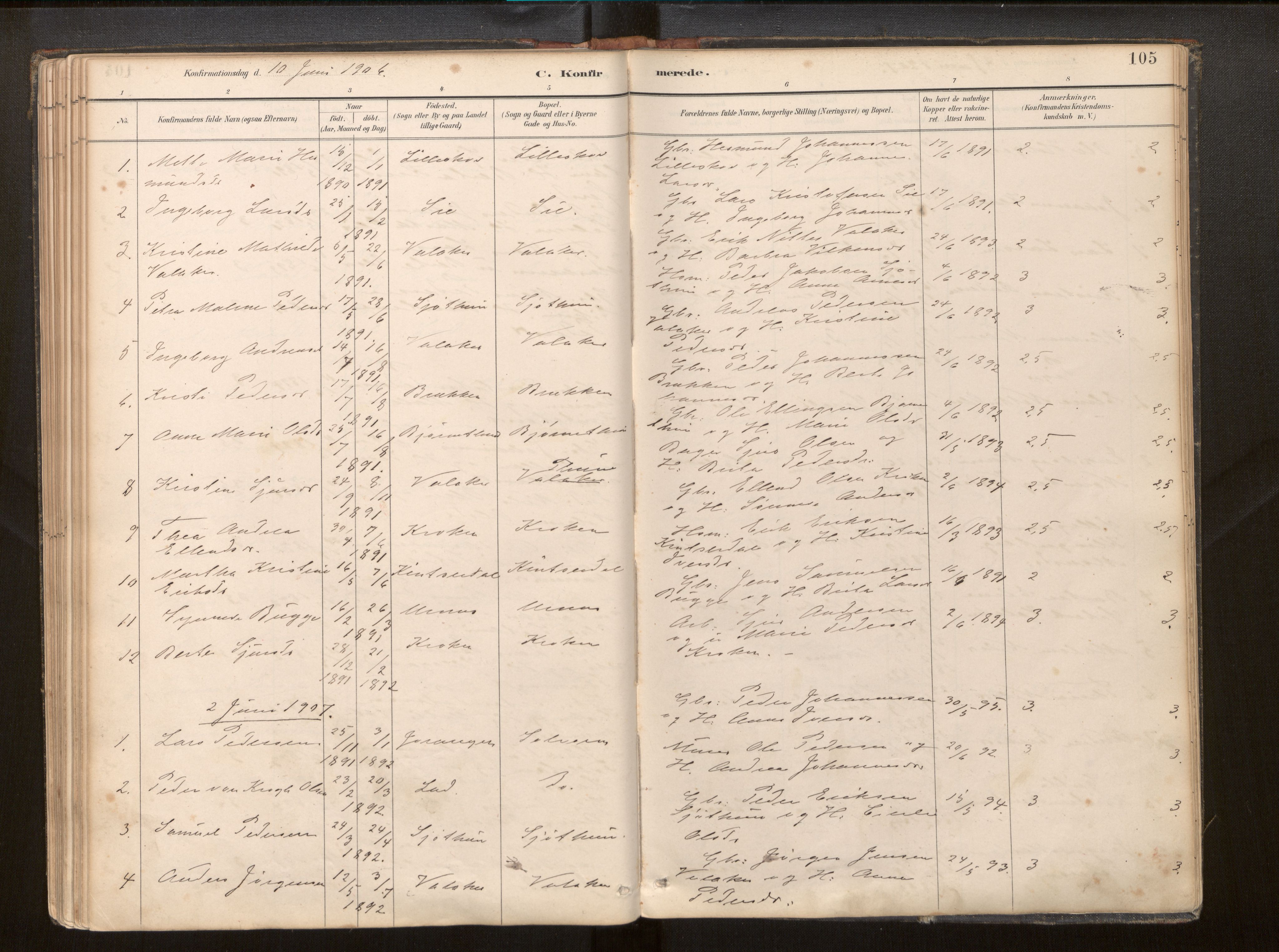 Hafslo sokneprestembete, SAB/A-80301/H/Haa/Haac/L0001: Parish register (official) no. C 1, 1886-1944, p. 105