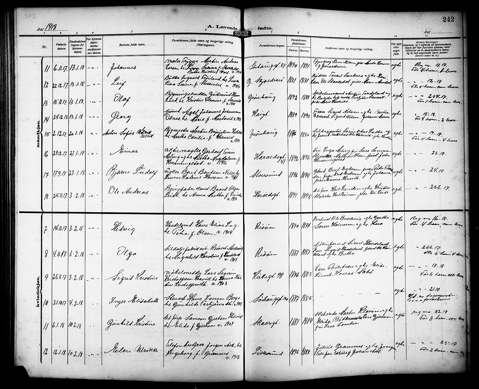 Haugesund sokneprestkontor, AV/SAST-A -101863/H/Ha/Hab/L0007: Parish register (copy) no. B 7, 1909-1920, p. 242