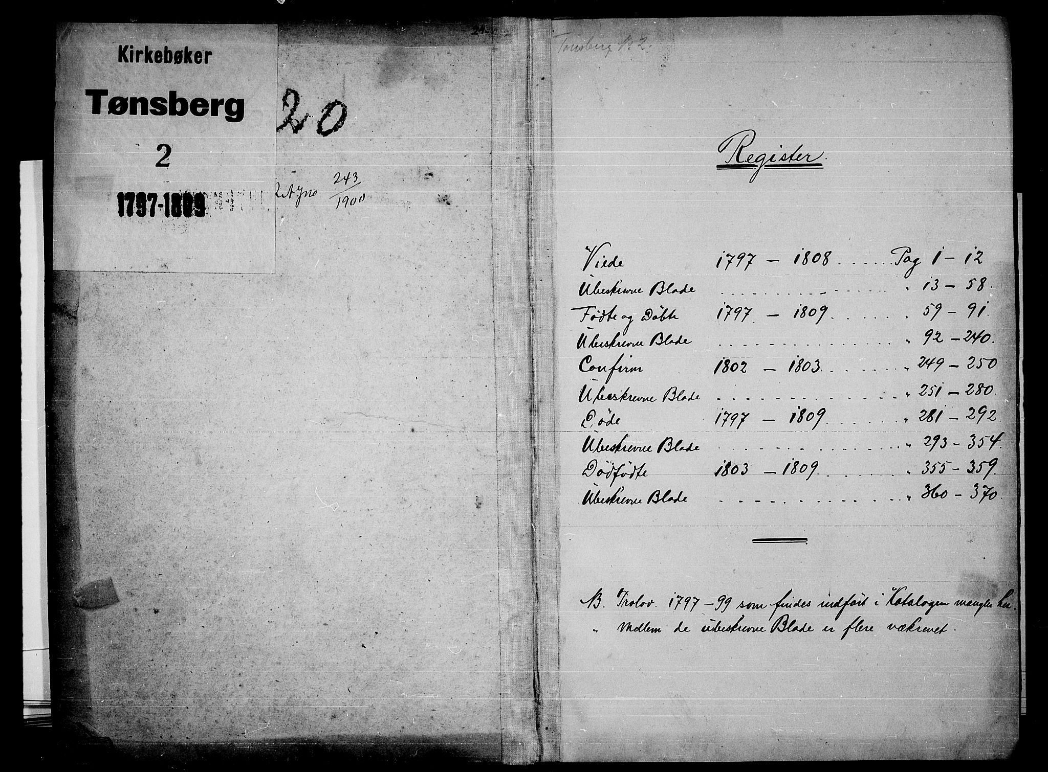 Tønsberg kirkebøker, SAKO/A-330/F/Fb/L0002: Parish register (official) no. II 2, 1797-1809