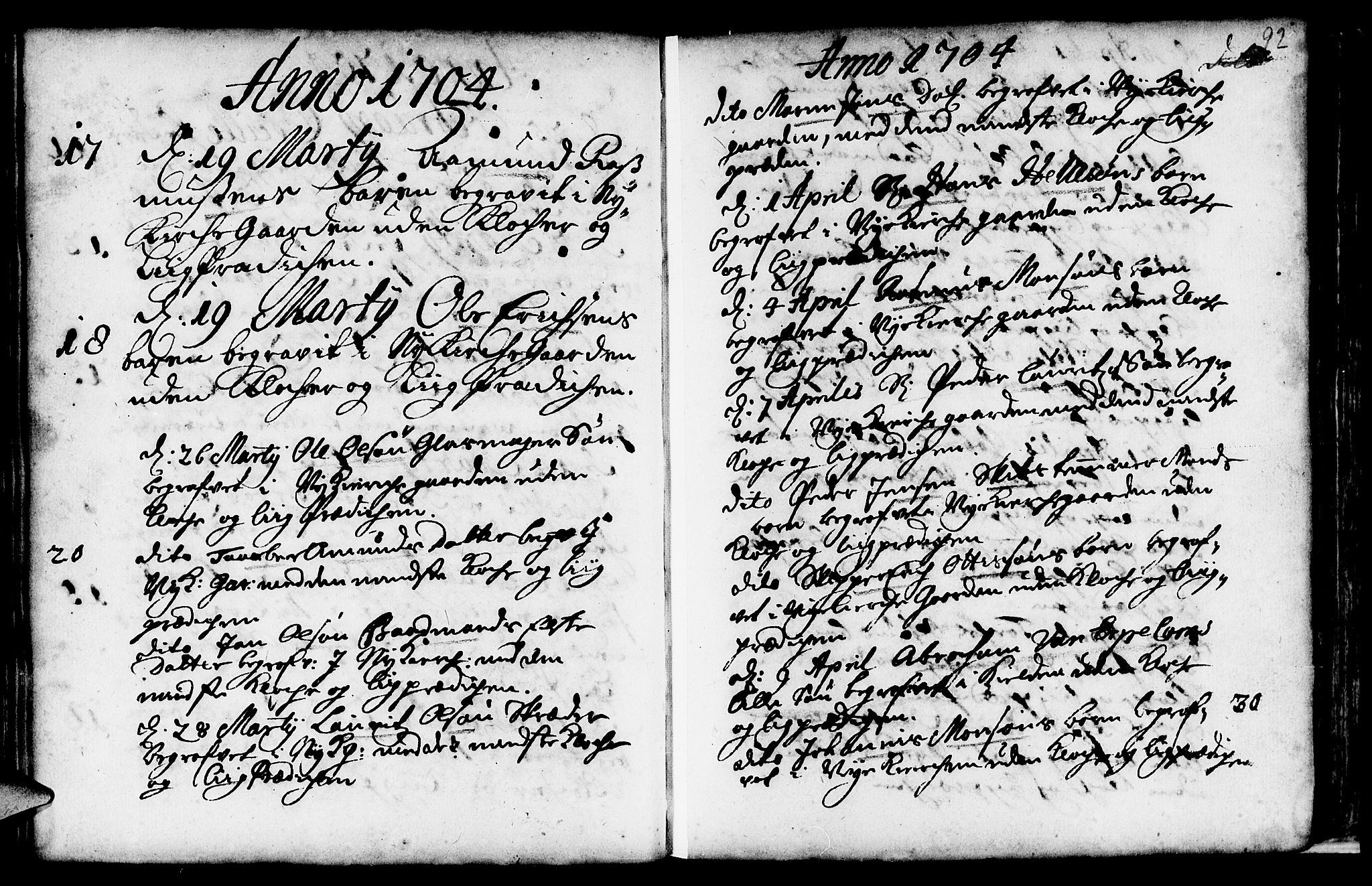 Nykirken Sokneprestembete, SAB/A-77101/H/Haa/L0009: Parish register (official) no. A 9, 1689-1759, p. 92