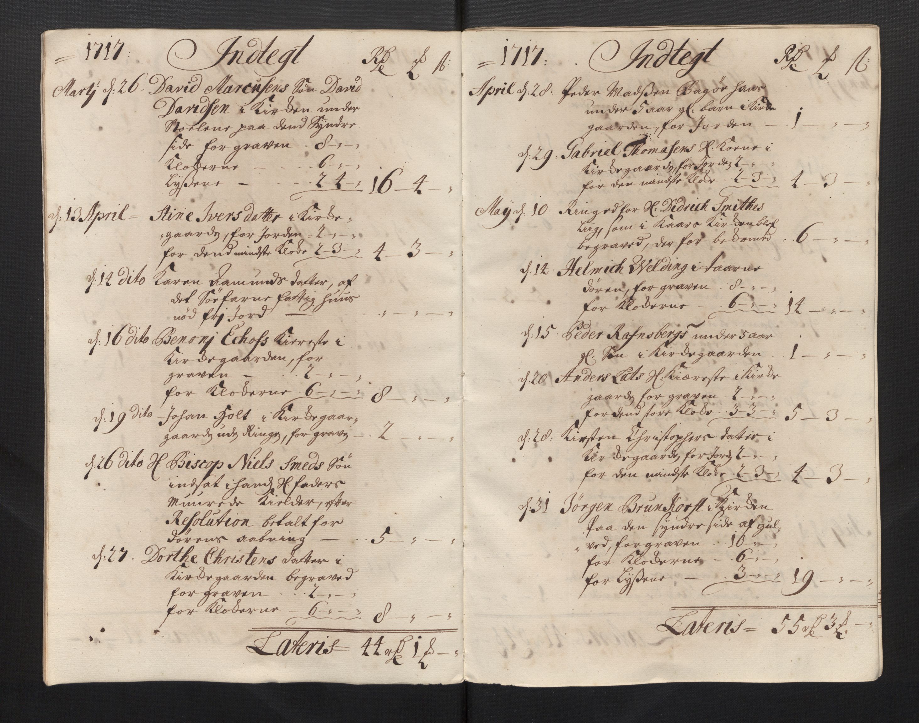 Stiftamtmannen i Bergen, AV/SAB-A-100006/F/Fb/Fbb/0001 / Lnr. 1737 - Domkirken: Rekneskapar, 1706-1721